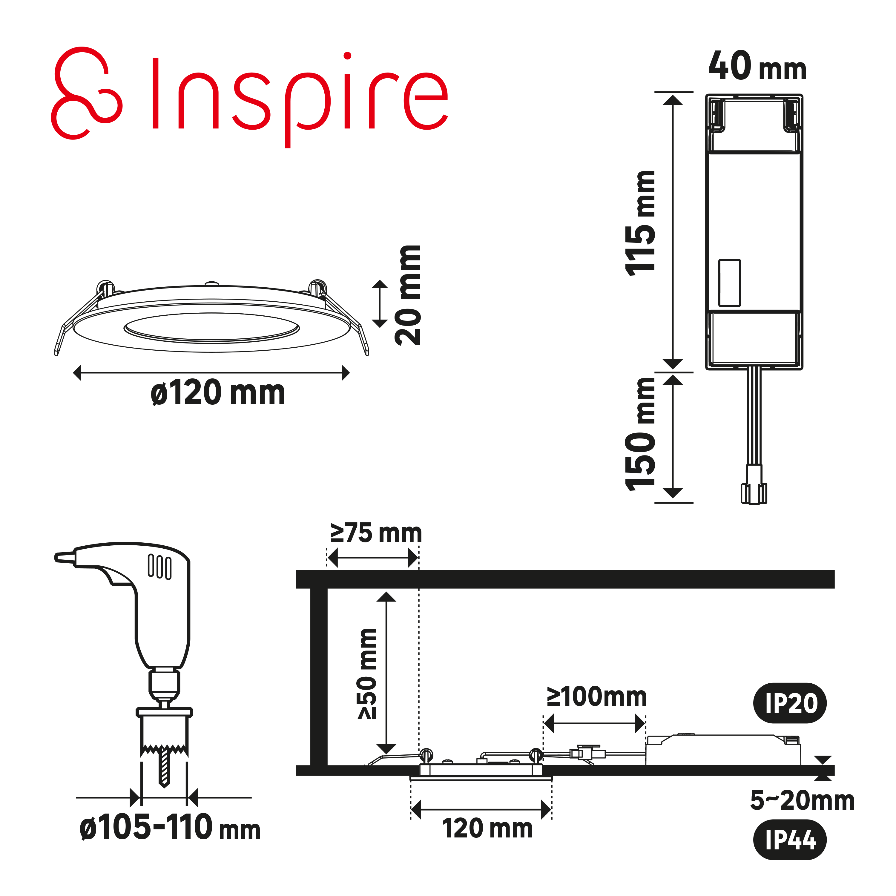Spot encastré LED Extraflat IP44 D.12 variation blancs/intensité, blanc INSPIRE - 4