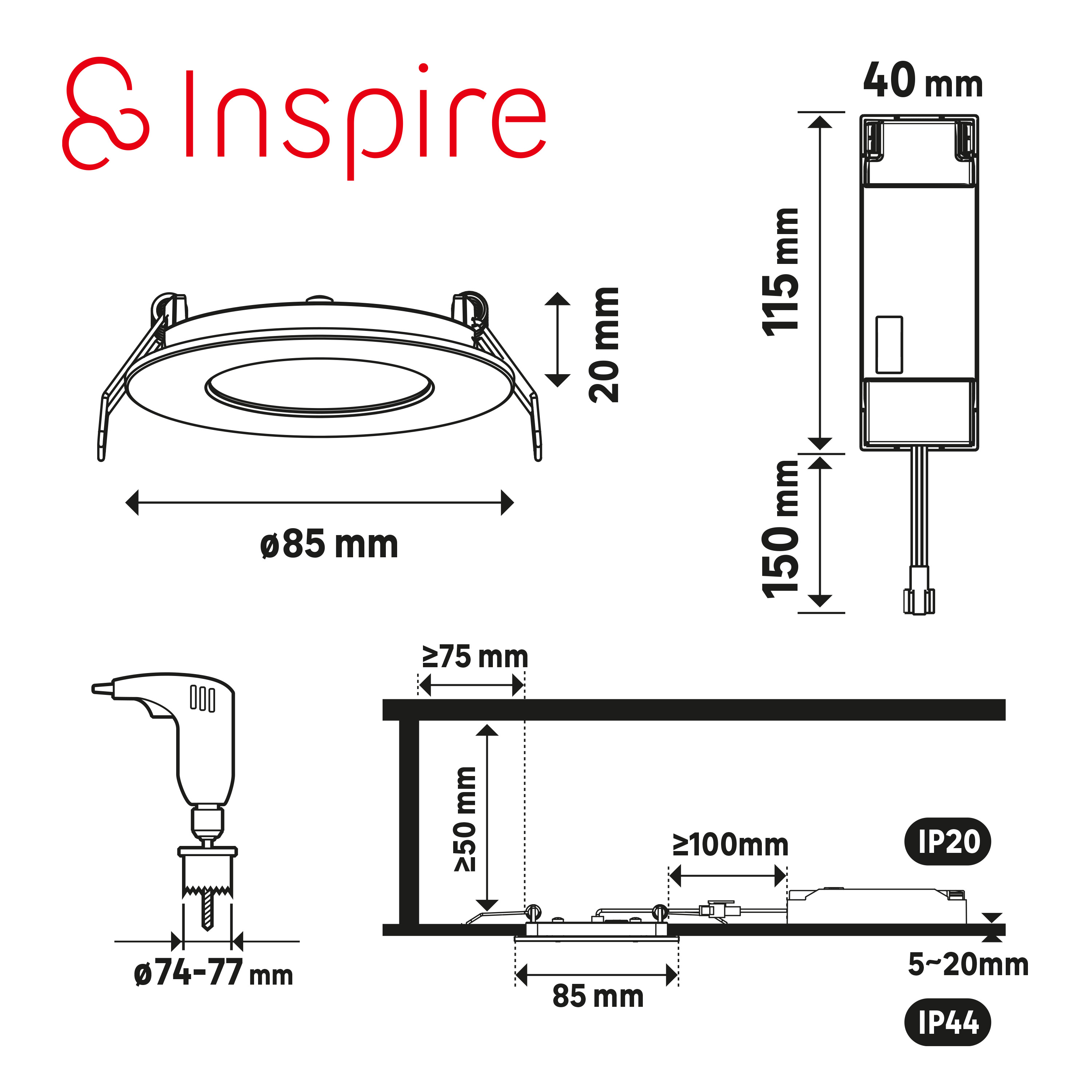 Spot encastré LED Extraflat IP44 D.8,5 variation blancs/intensité acier INSPIRE - 4
