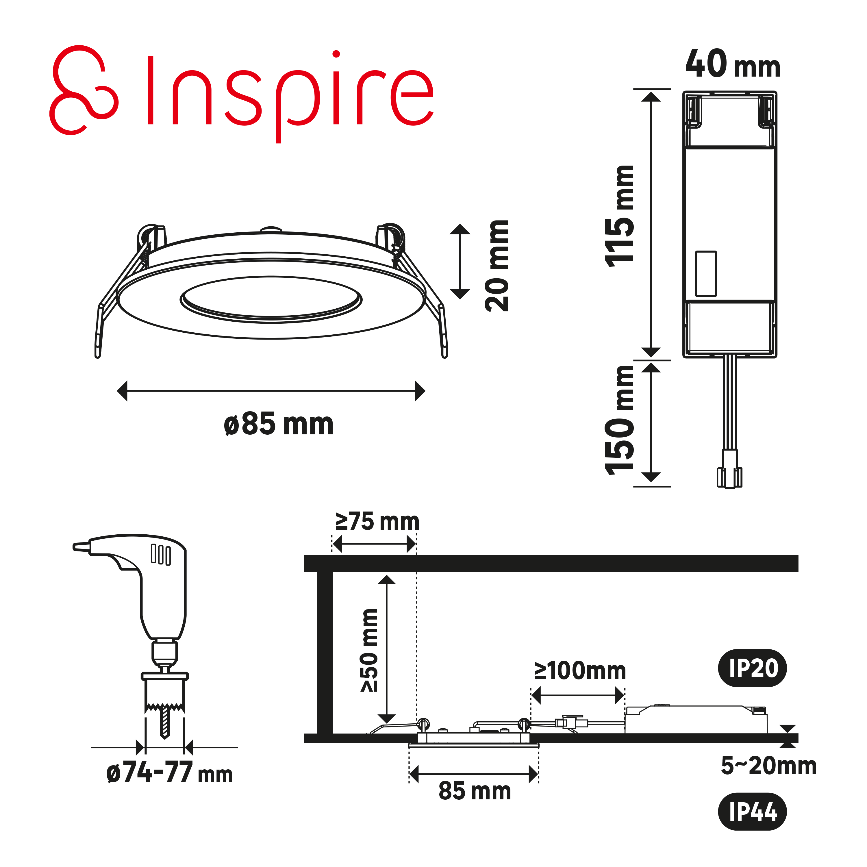 10 spots encastrés LED Extraflat IP44 D8,5 variation blancs / intensité INSPIRE - 4