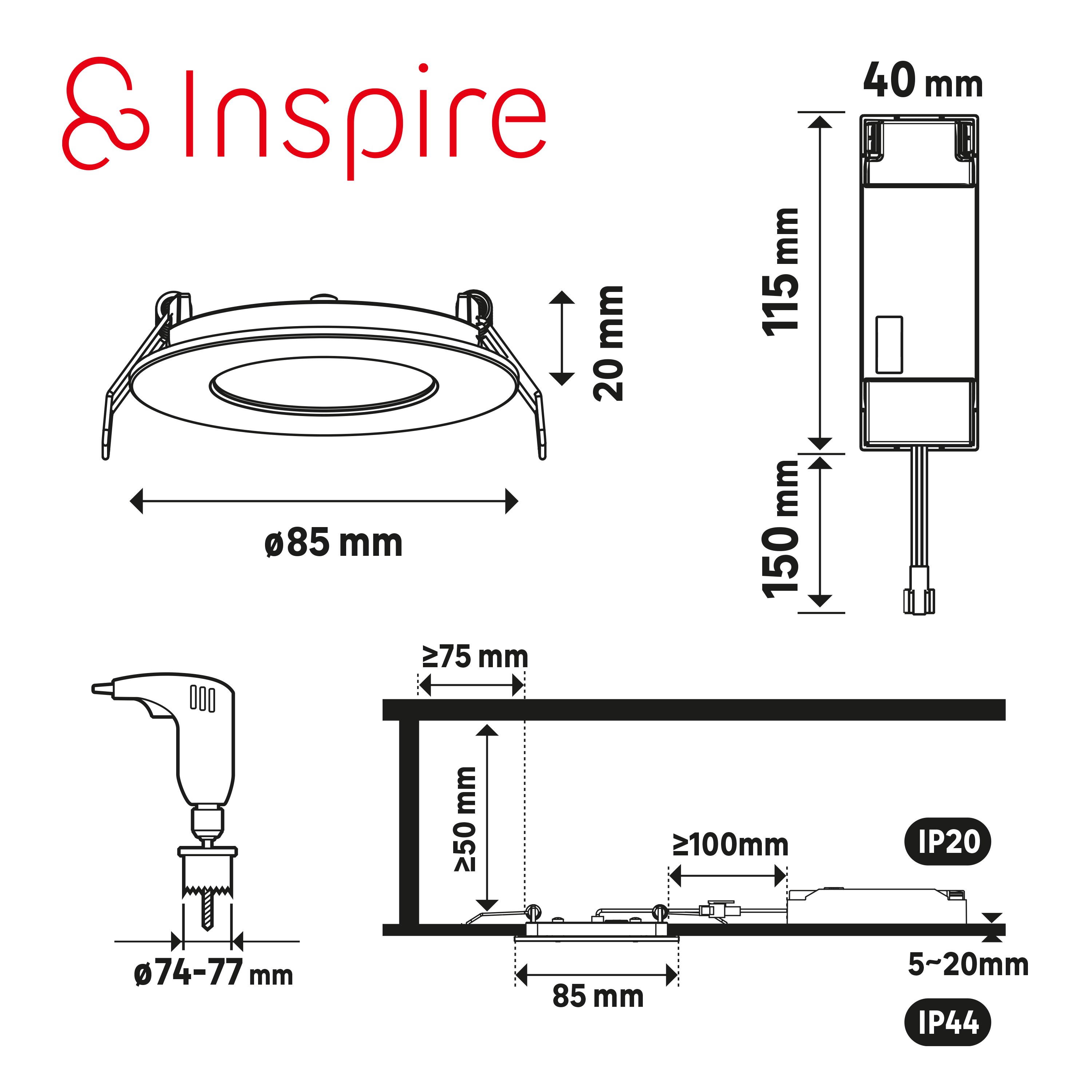 Lot de 3 spots à fixer LED Extraflat Classe A, blanc neutre, rond blanc INSPIRE - 6