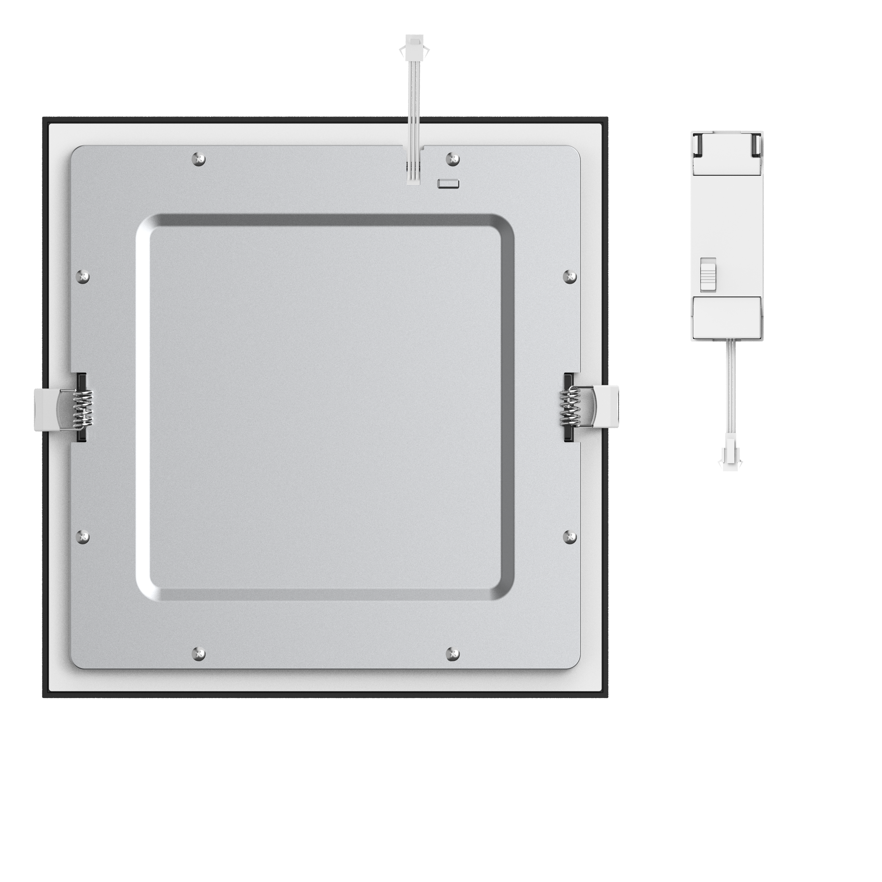 Downlight LED empotrable INSPIRE Extraflat negro cuadrado ø22.5 cm 3100 lm 19 W luz color luz de cálida a fría CCT (2700K-6000K) IP44 - Foco LED empotrado para baños - 3