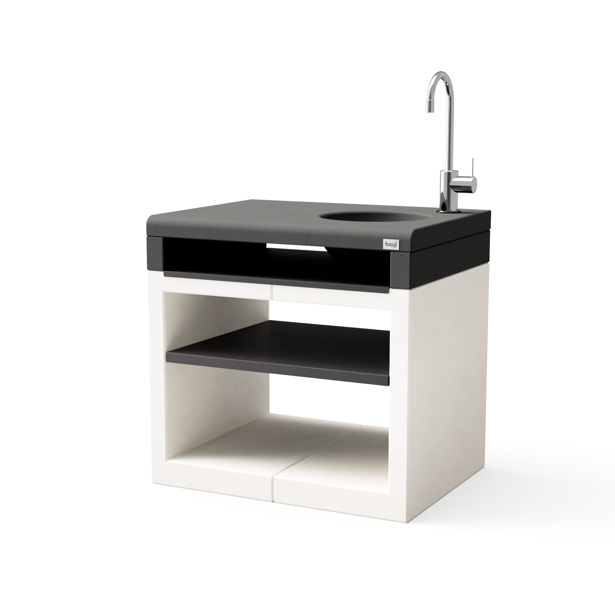 Bancada moderna 81x63x84 cm branco/preto com cuba Tuozi - 2