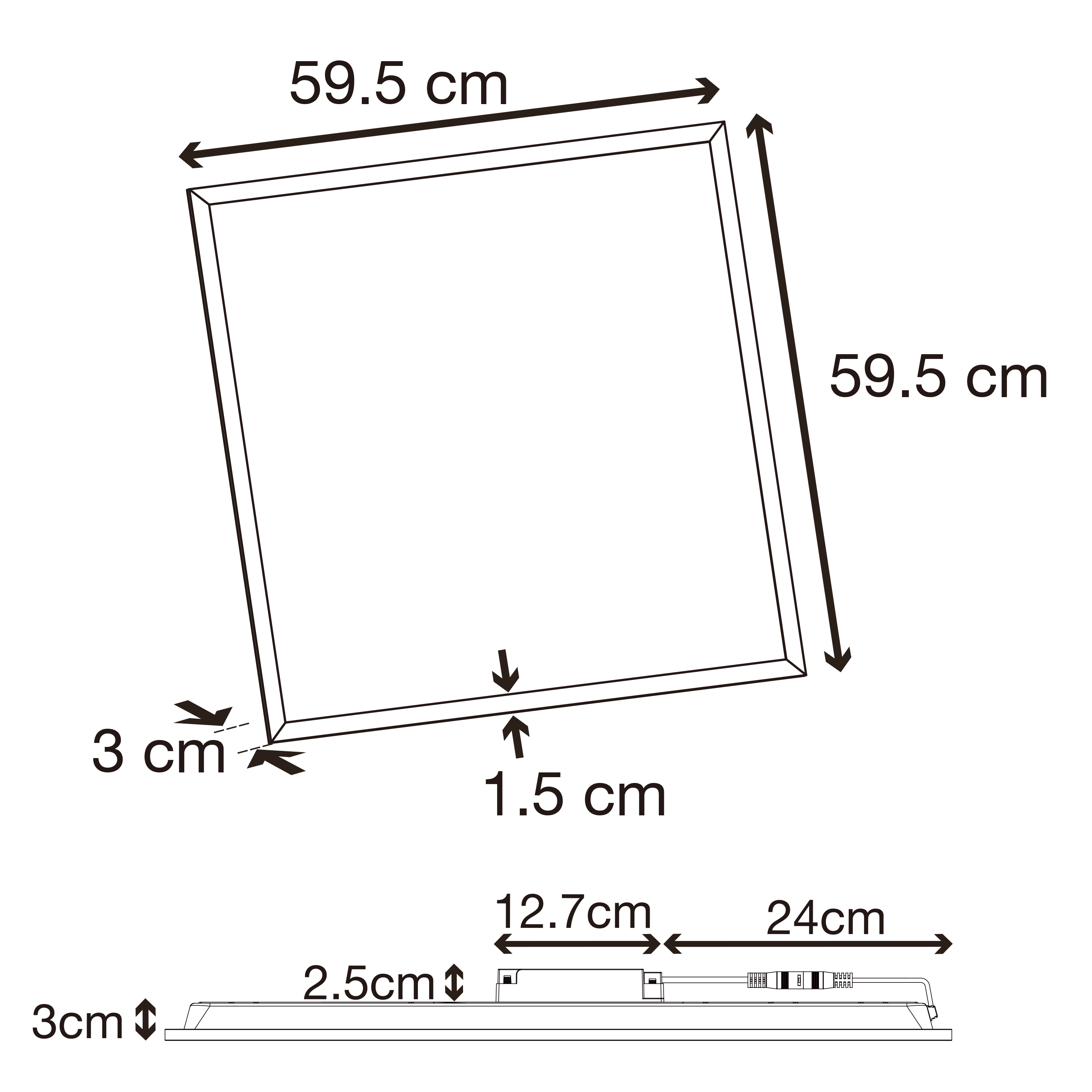 Pannello LED LED bianco 59.5x59.5 cm luce naturale 4000 LUMEN - 3