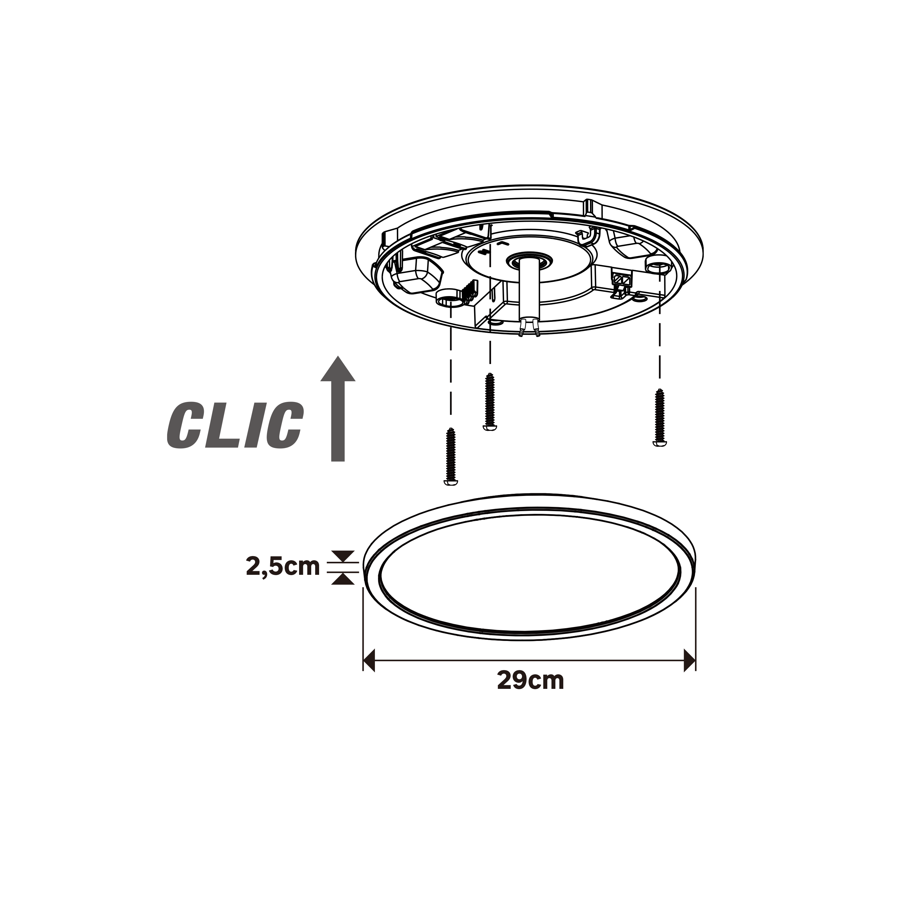 Plafonnier LED salle de bain Lano, D.29 cm 2300 lm blanc neutre, noir INSPIRE - 4