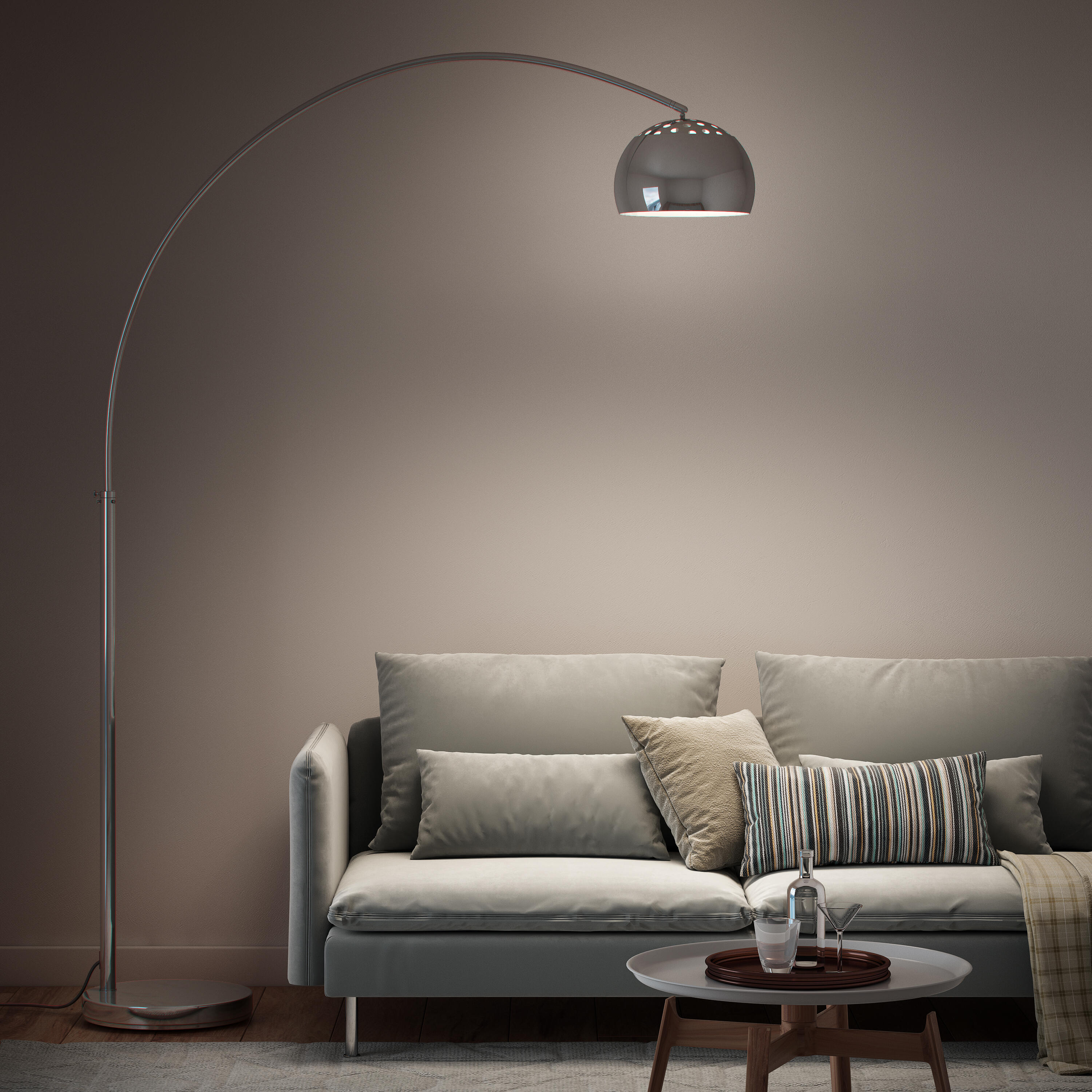 Lampadaire New sofa, acier, argent,  H.210 cm INSPIRE, E27 - 3