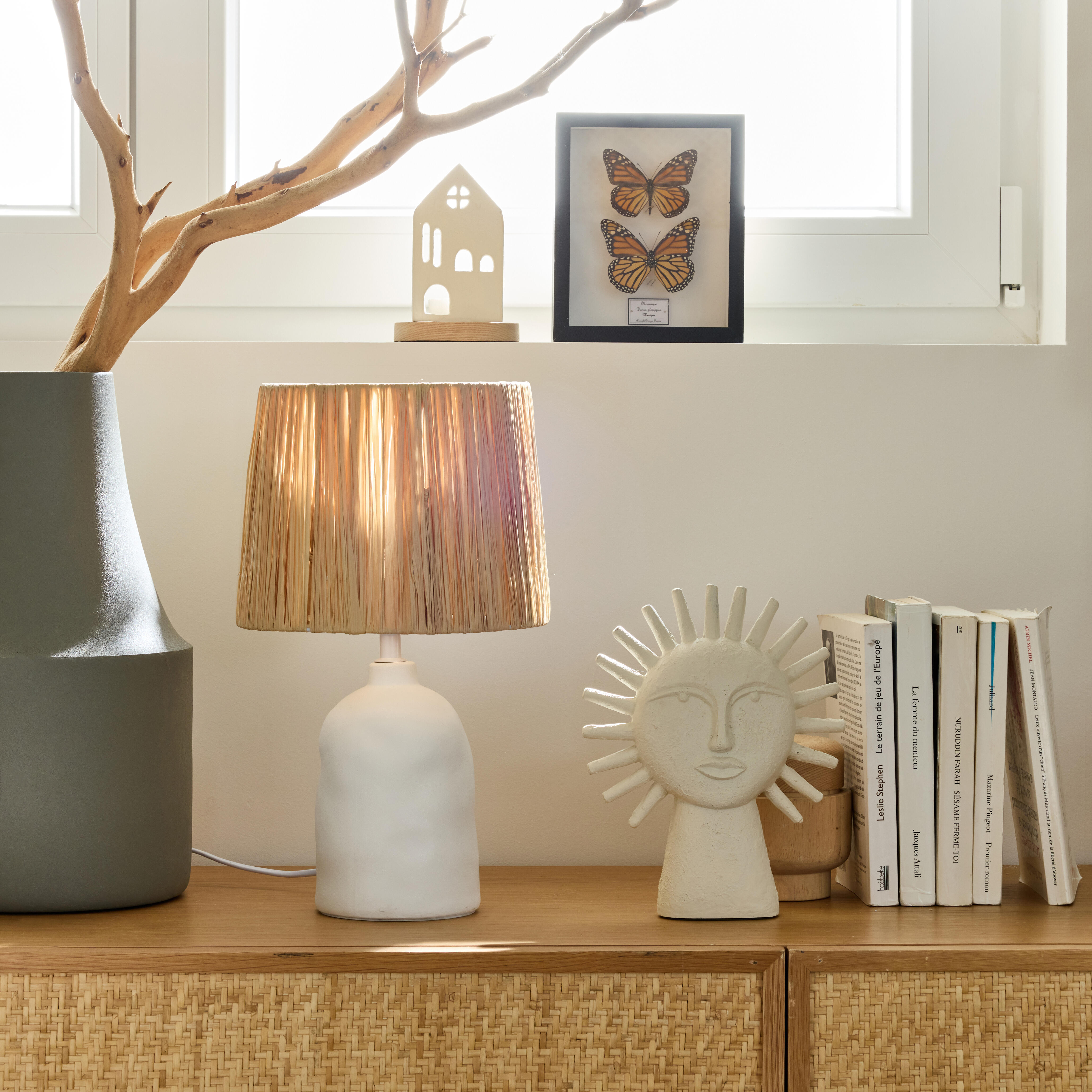 Lampa stołowa Bomoa biała raffia E27 Inspire - 8