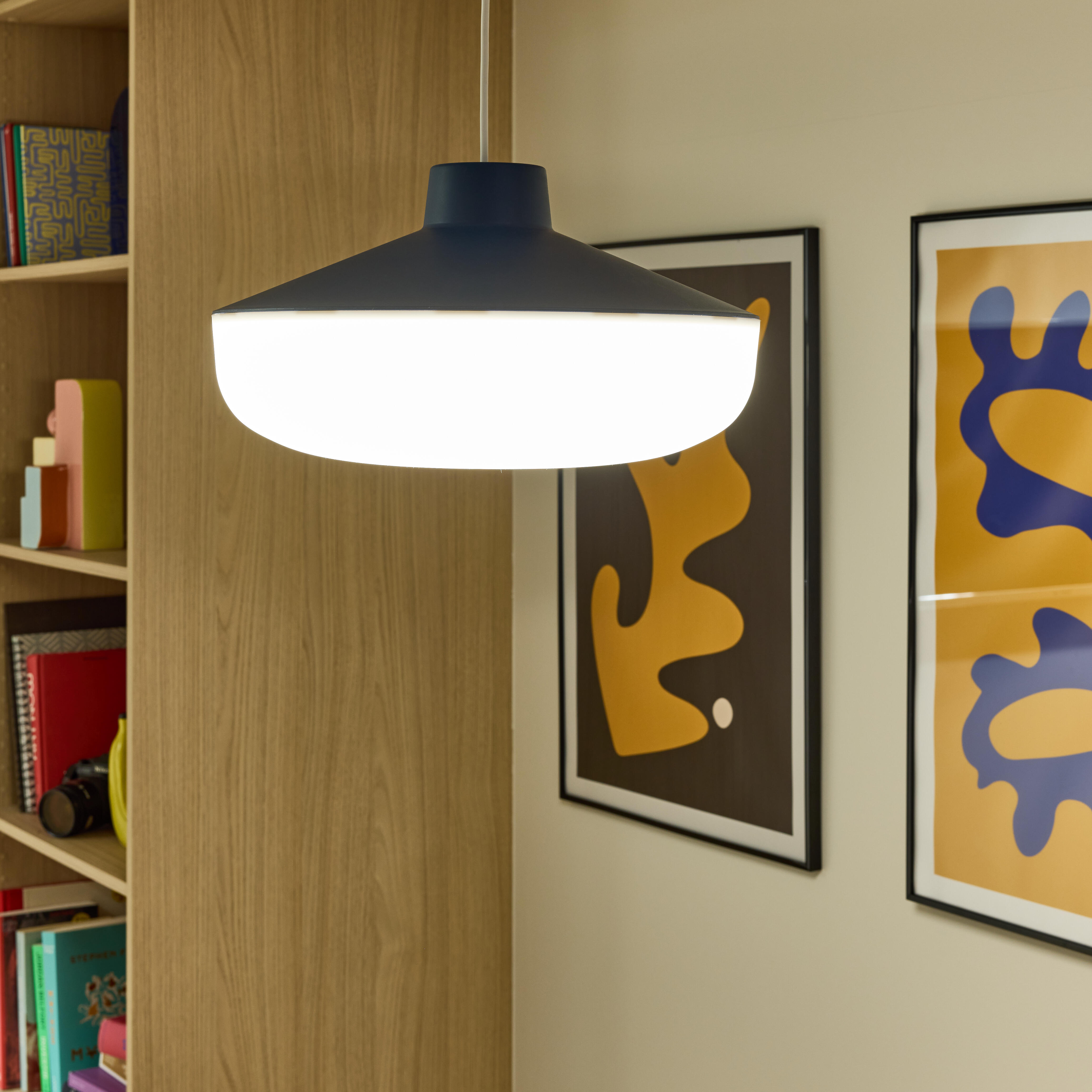 Suspension Tiga, plastique recyclé, bleu, D.38cm, INSPIRE, E27 - 3