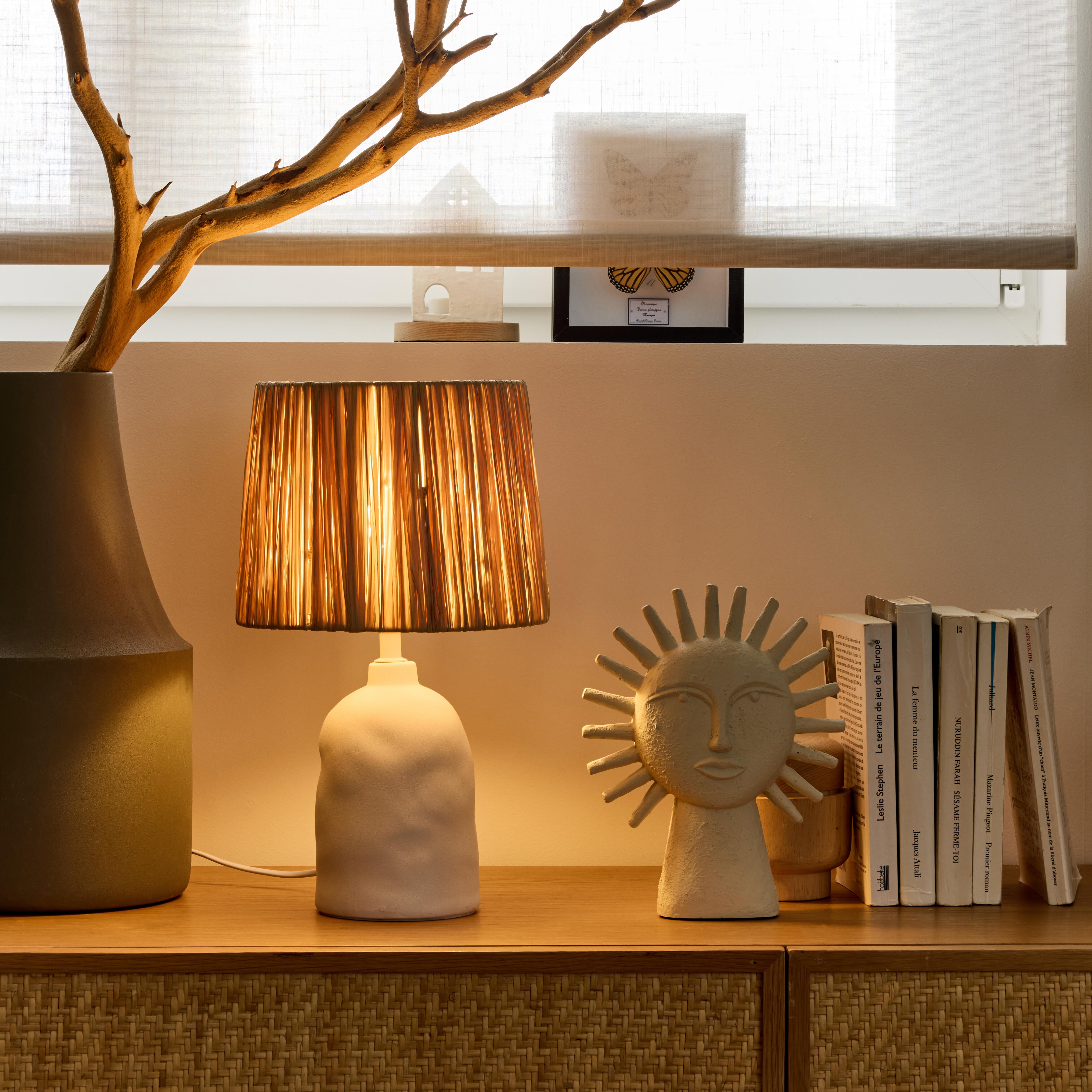 Lampa stołowa Bomoa biała raffia E27 Inspire - 7