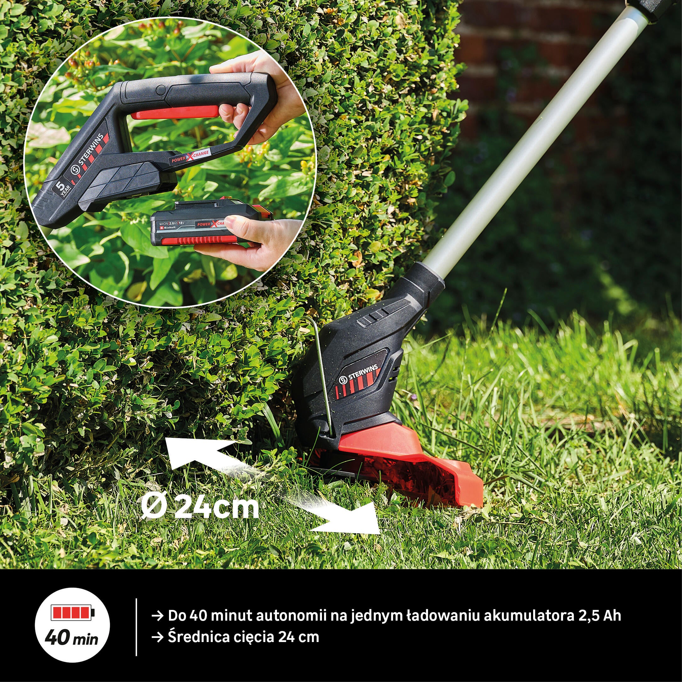 Podkaszarka akumulatorowa 18V 24 cm Solo Power X-Change Sterwins - 17