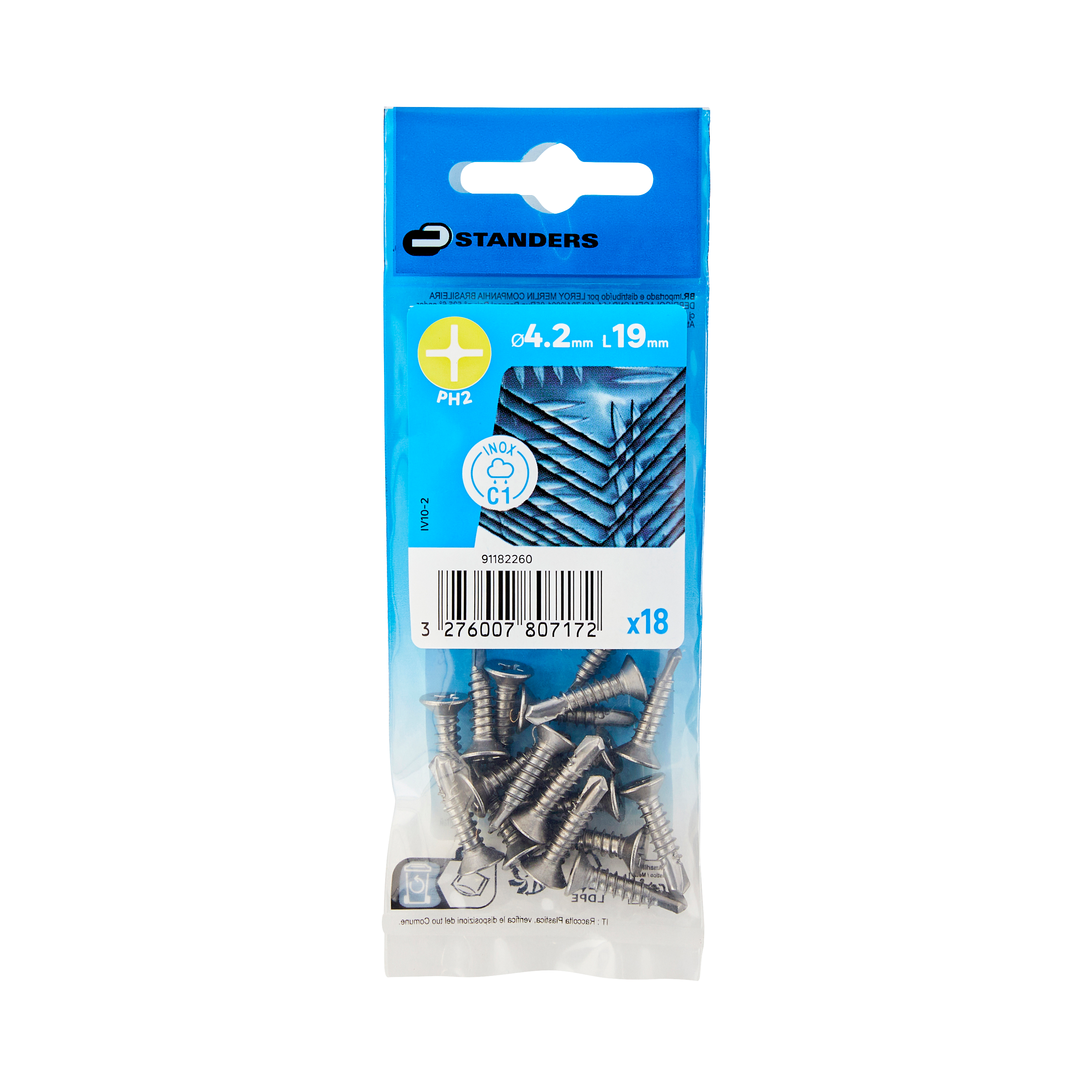Wkręt do stali samowiercący 4.2x19 mm stal nierdzewna inox łeb stożkowy Phillips 12 sztuk Standres