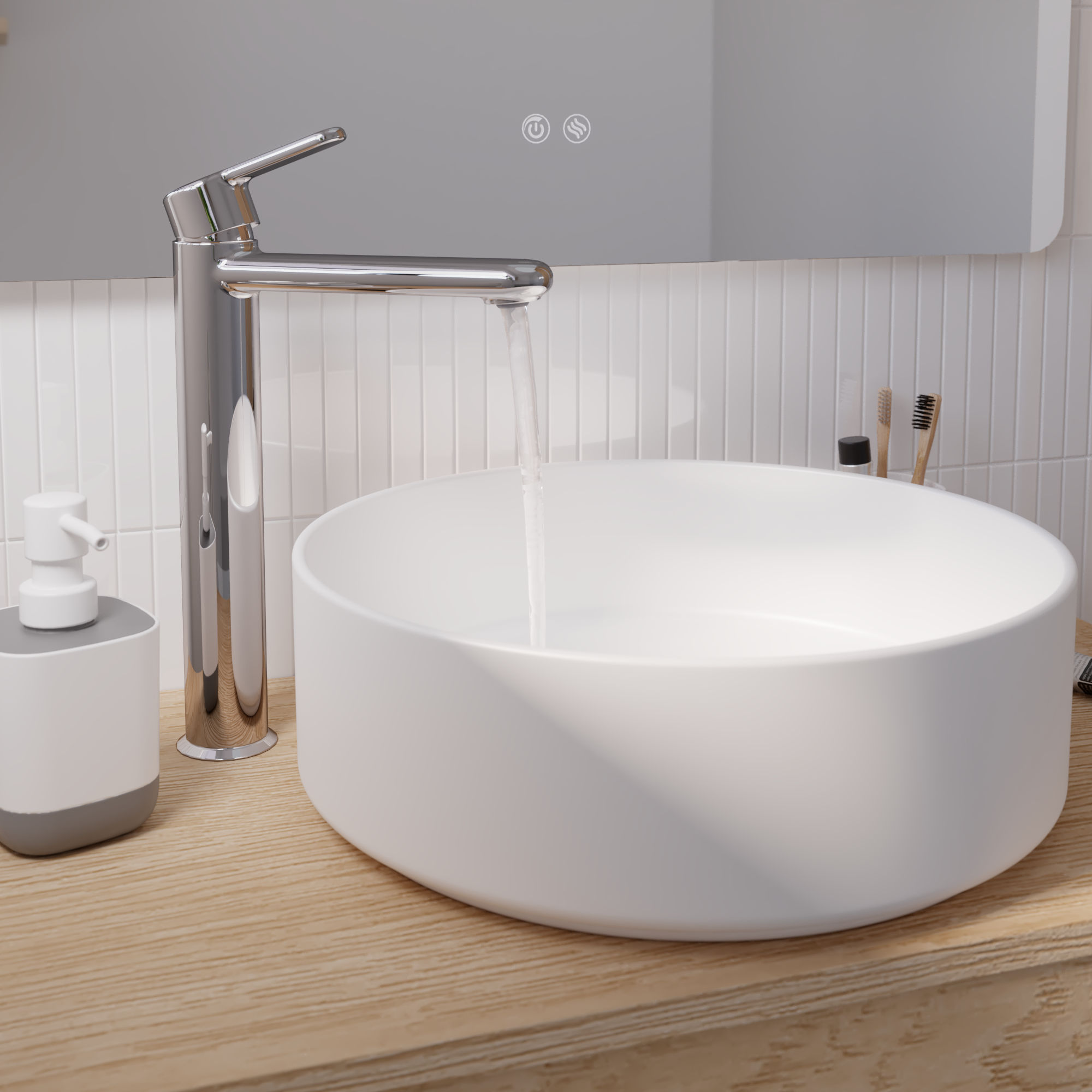 Grifo de lavabo SENSEA Easy monomando caño alto cromo brillo. Apertura en frío. Antical. Latón - 8