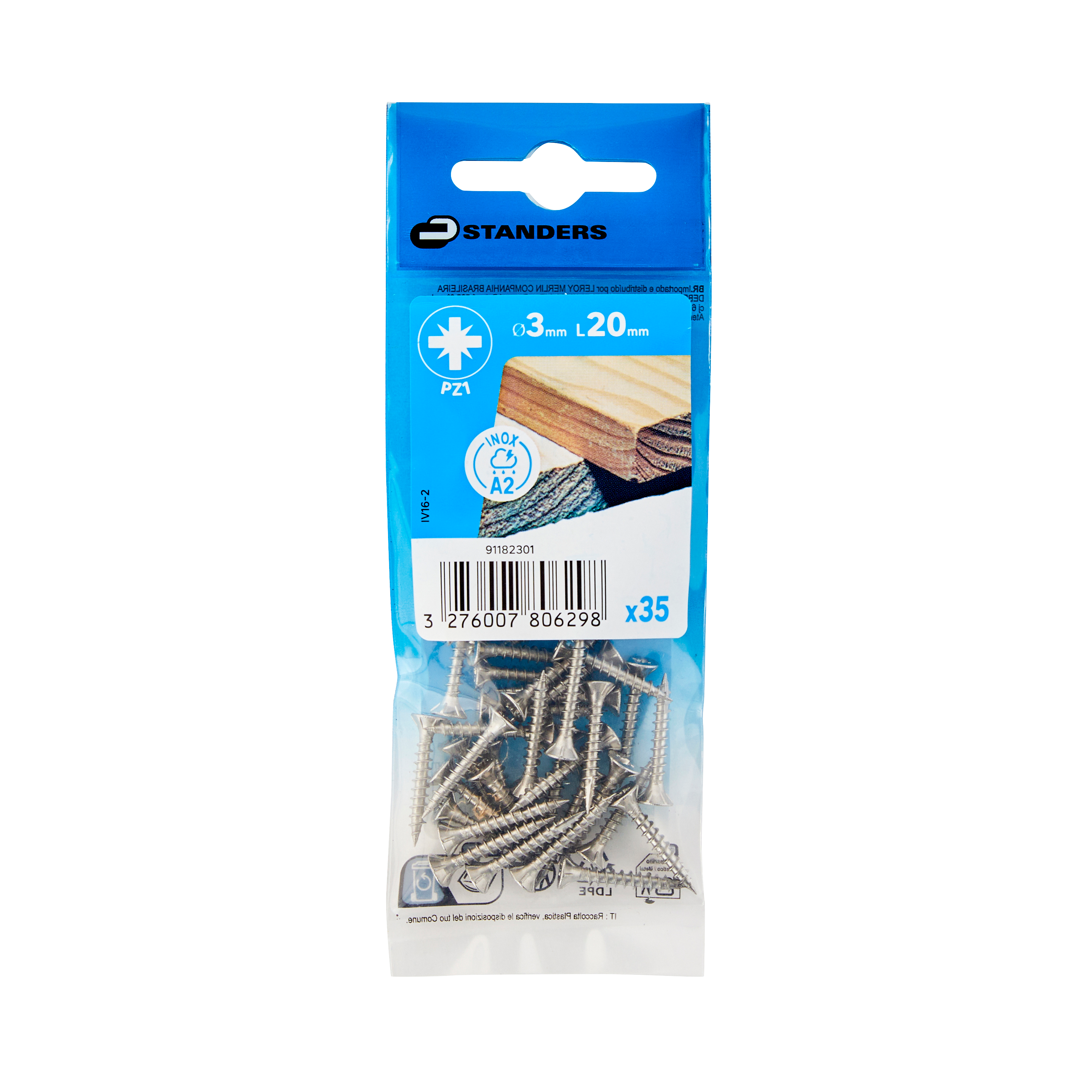 Wkręt do drewna 3x20 mm stal nierdzewna płaski łeb stożkowy Pozidriv 35 sztuk Standers - 3