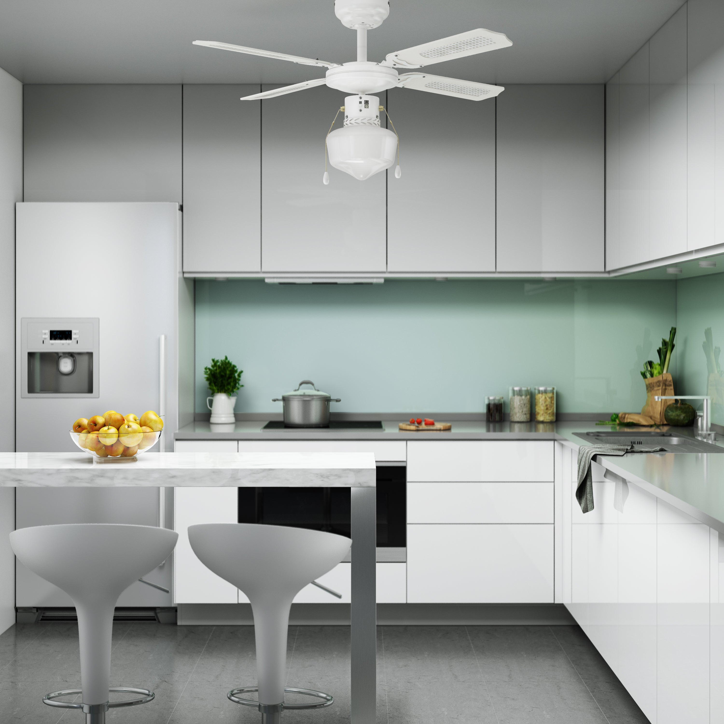 Ventilateur de plafond Barbade, D91 cm, INSPIRE, blanc canné, 60W - 3