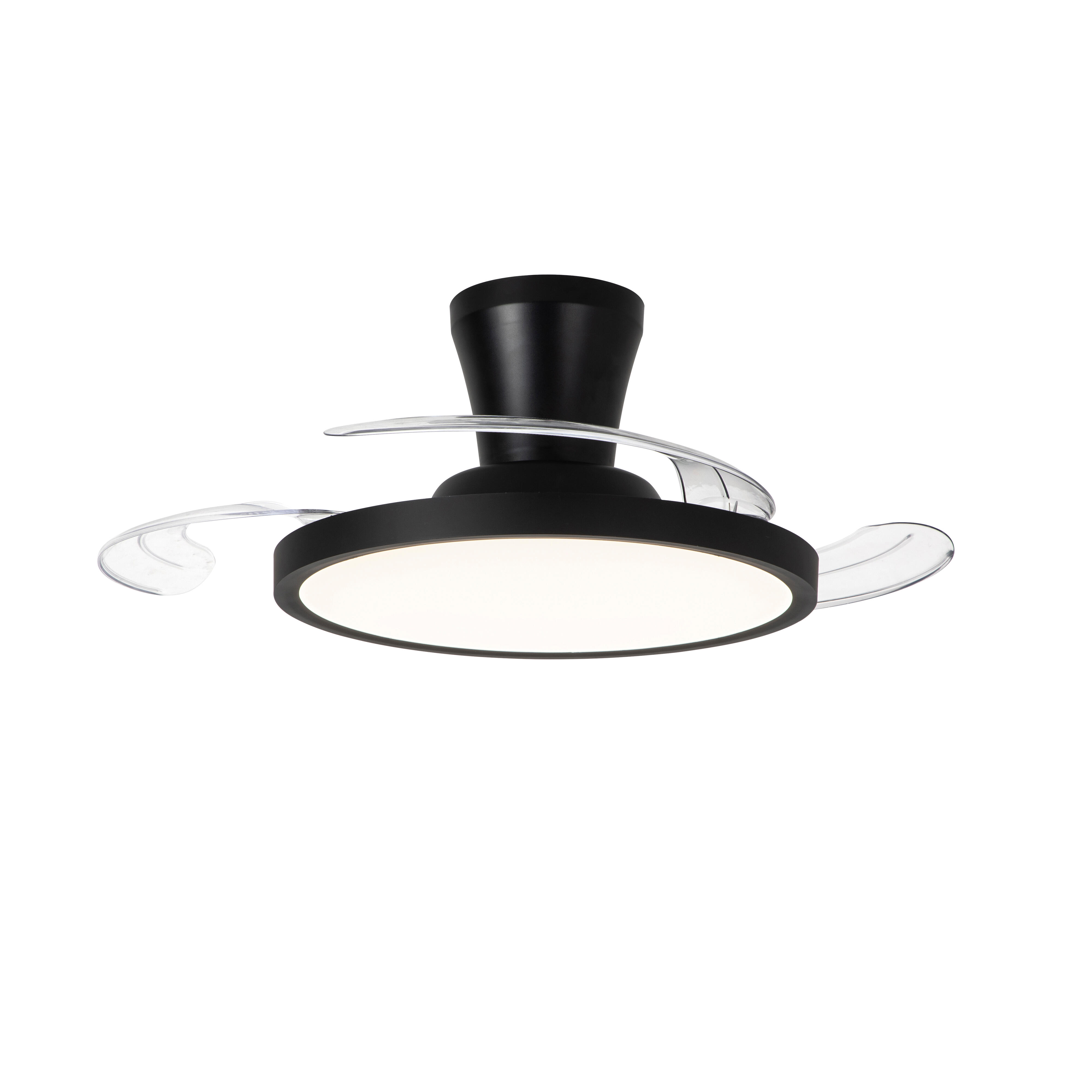 Ventilador de techo con luz retráctil silencioso dc con mando cristal record ninja s negro 93 cm color luz regulable