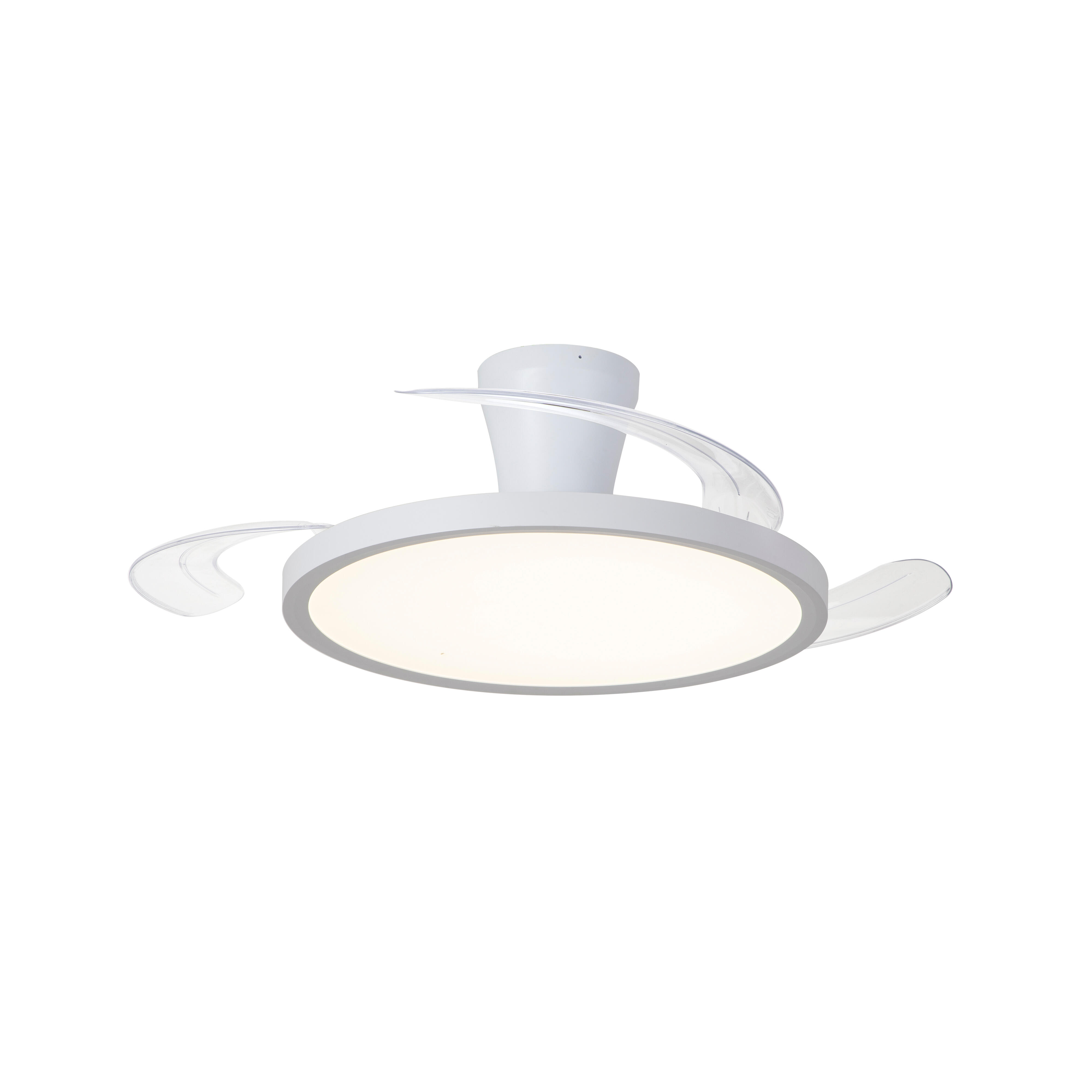 Ventilador de techo con luz silencioso DC 15W con mando ø93 cm Ninja CRISTAL RECORD blanco luz CCT 3 aspas retráctiles tipo lámpara| 6 velocidades| modo verano/invierno| temporizador| brisa| recomendado para <13m² - 2