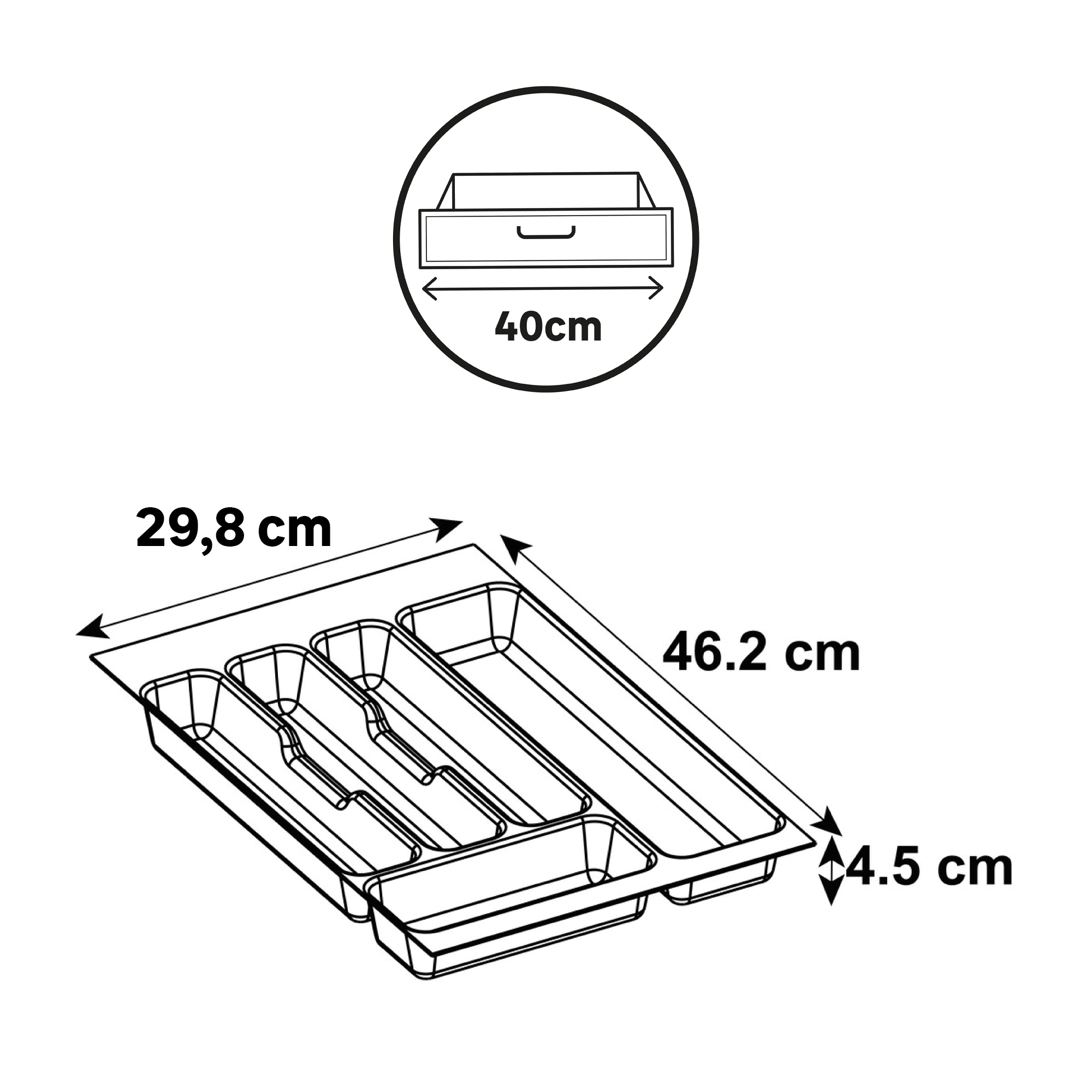 Porta-talheres Delinia para gaveta 40  cm cinza - 4