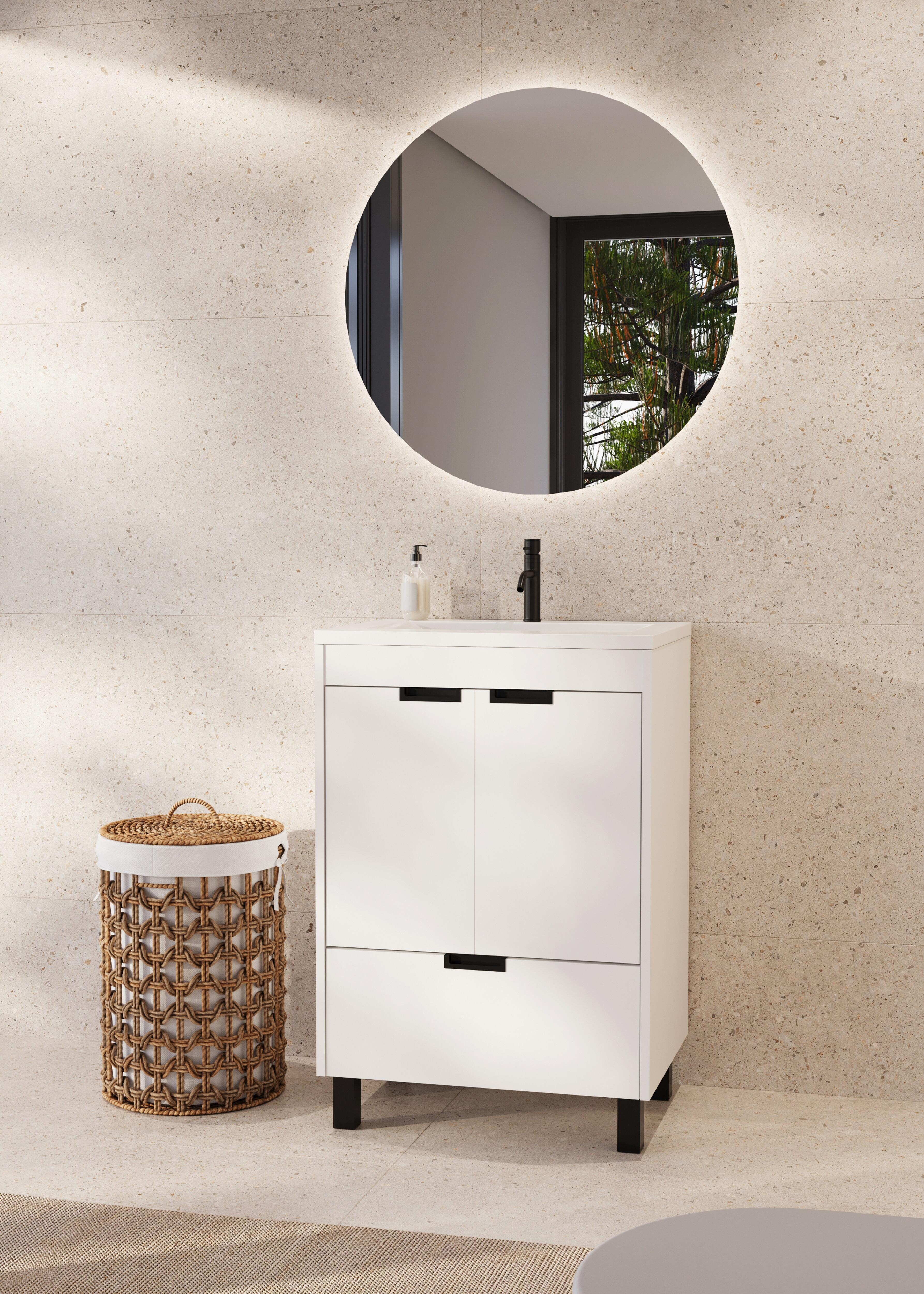 Mueble de baño con lavabo carol blanco 60x45 cm