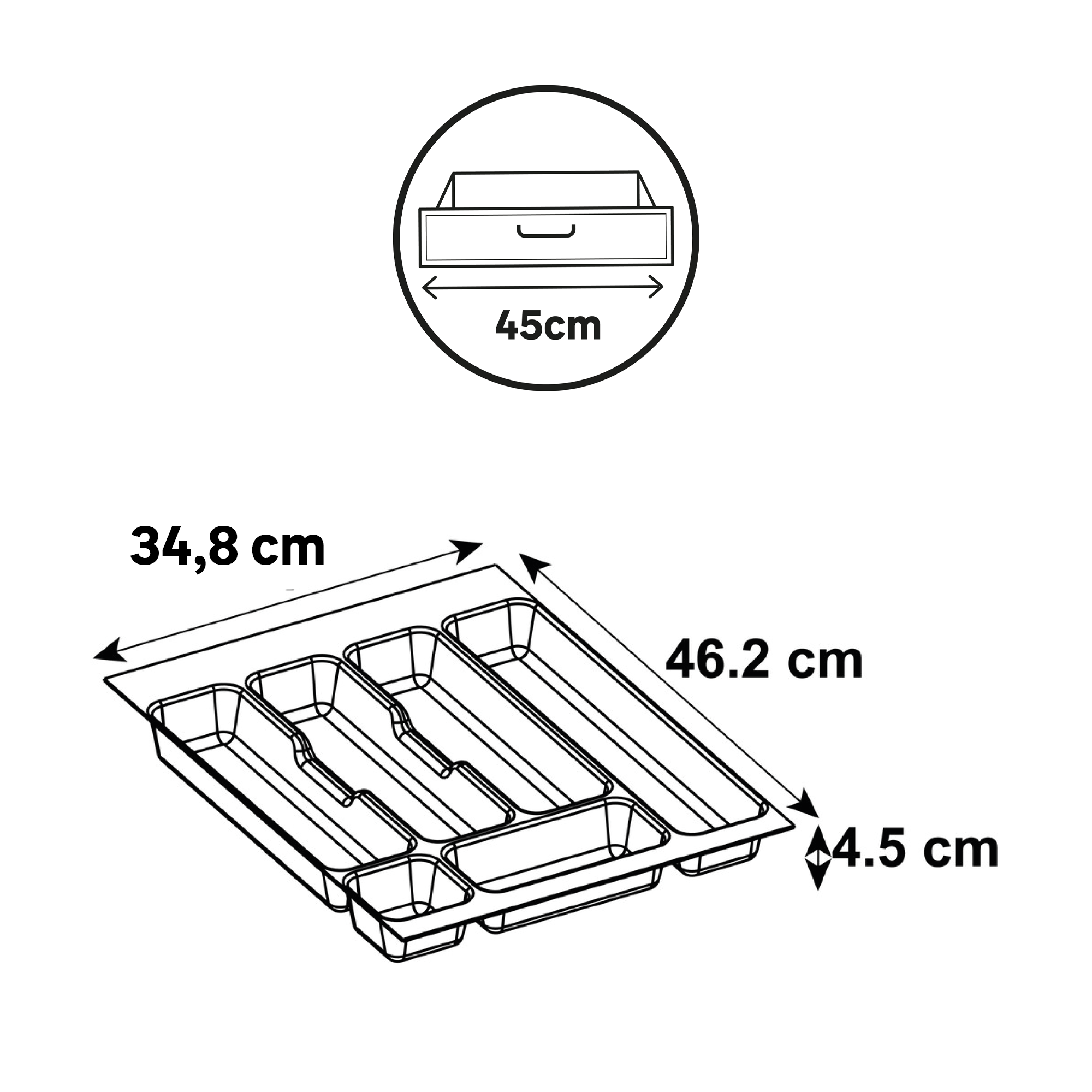 Range-couverts gris pour tiroir de 45 cm DELINIA - 4