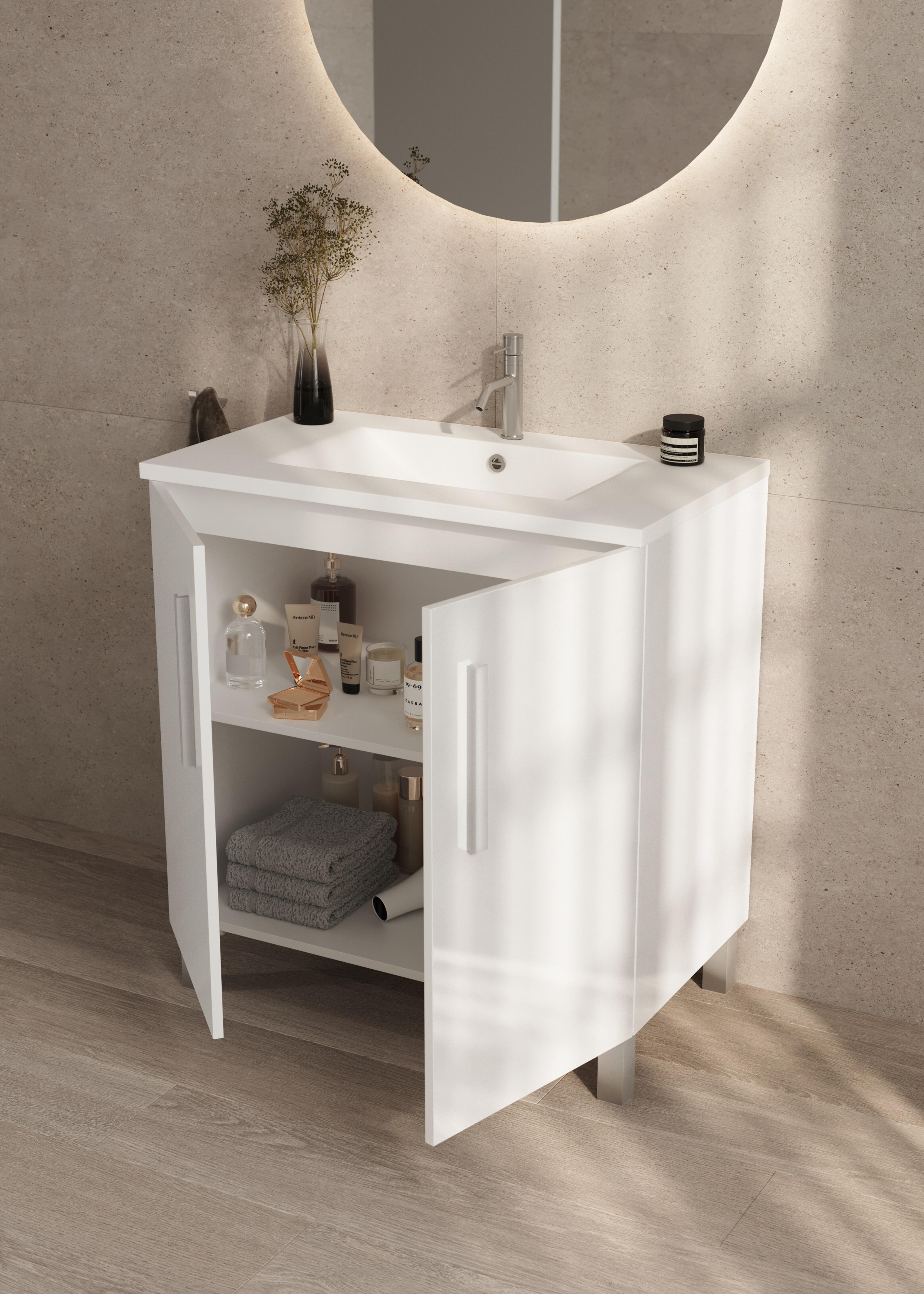 Mueble de baño con lavabo  Nerea blanco brillante 80x45 cm - 4