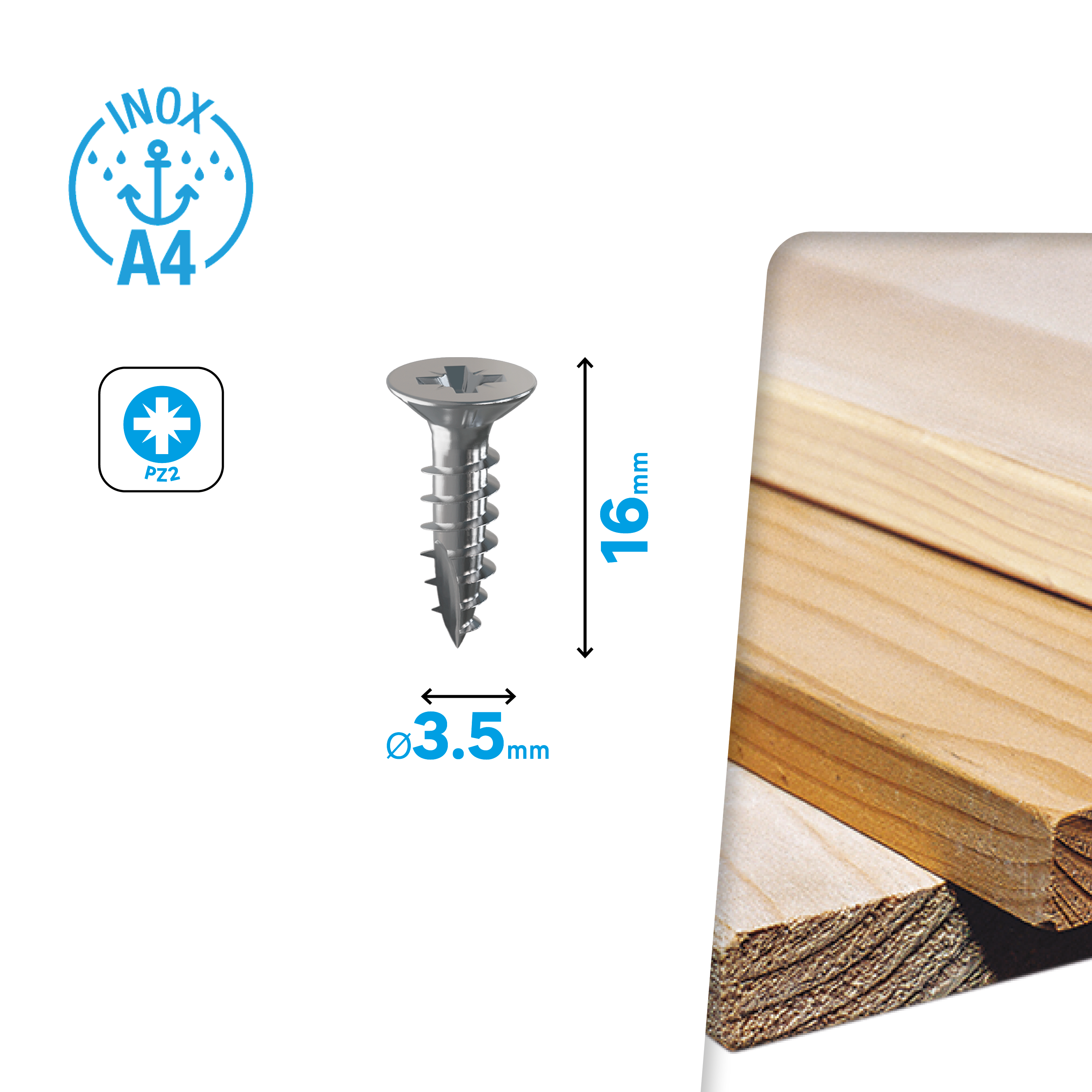 Bolsa 40 Parafusos cabeça plana oval STANDERS inox A4 3.5x16 - 7
