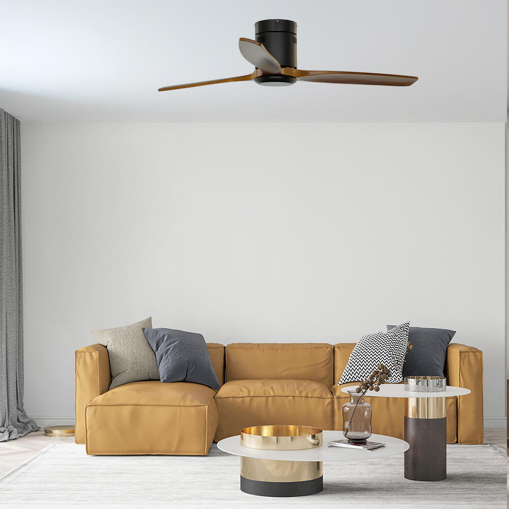 Ventoinha de teto com lâminas com fonte de luz 3 pás 122 CM LED 1800 lm preto 85-858-20-180 - 2