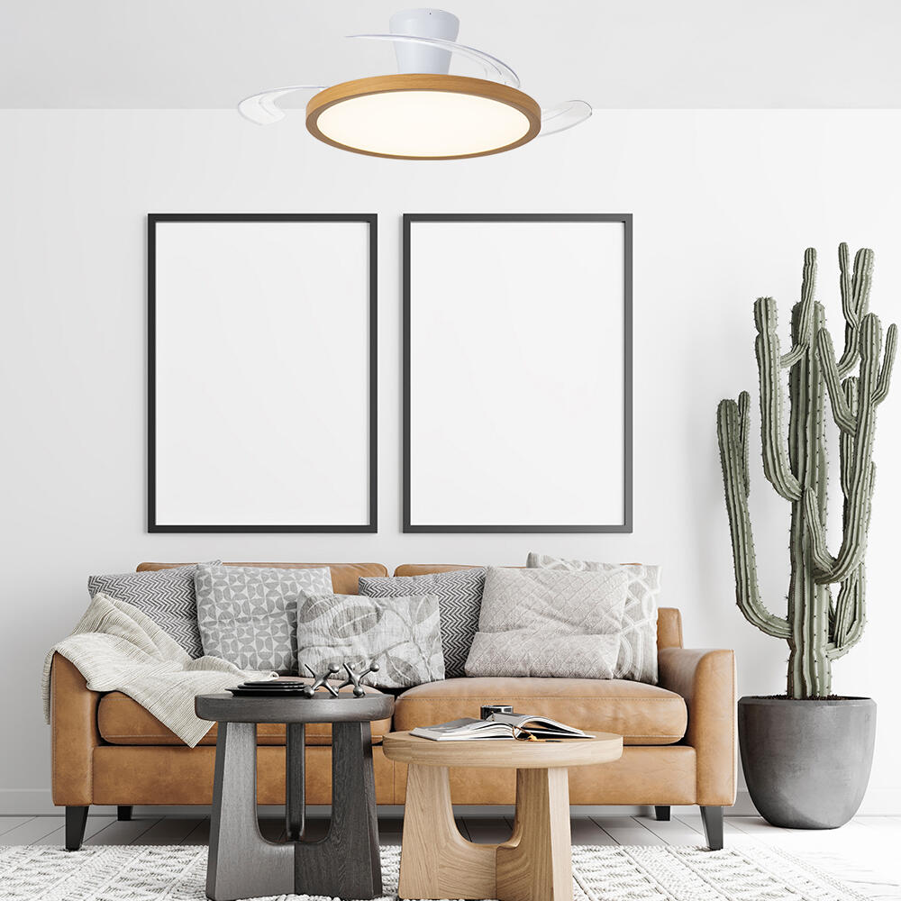 Ventilador de techo con luz silencioso DC 15W con mando ø93 cm Ninja CRISTAL RECORD blanco luz CCT 3 aspas retráctiles tipo lámpara| 6 velocidades| modo verano/invierno| temporizador| brisa| recomendado para <13m² - 9
