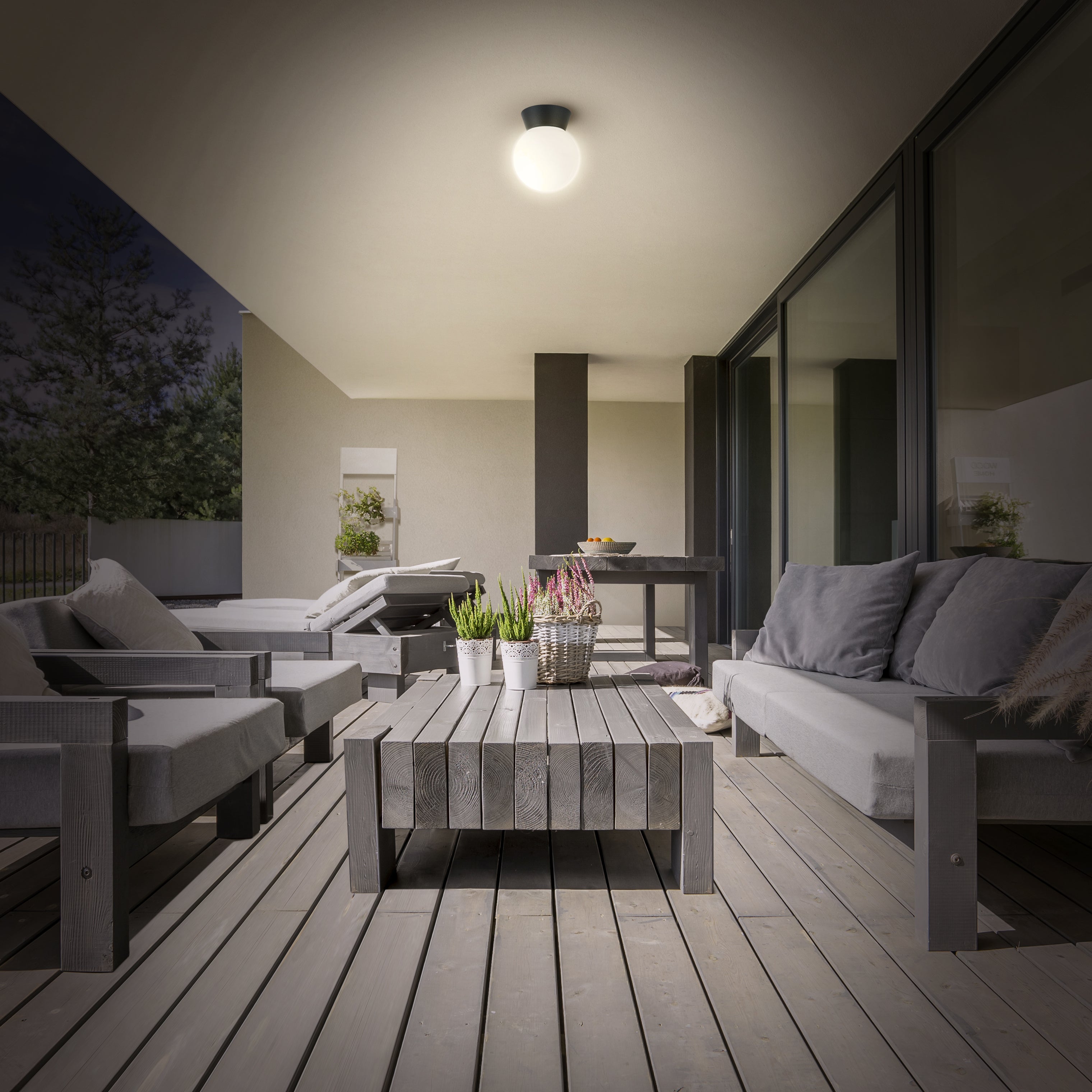 Kinkiet zewnętrzny Sologne Kula IP44 biało-czarny E27 Inspire - 2