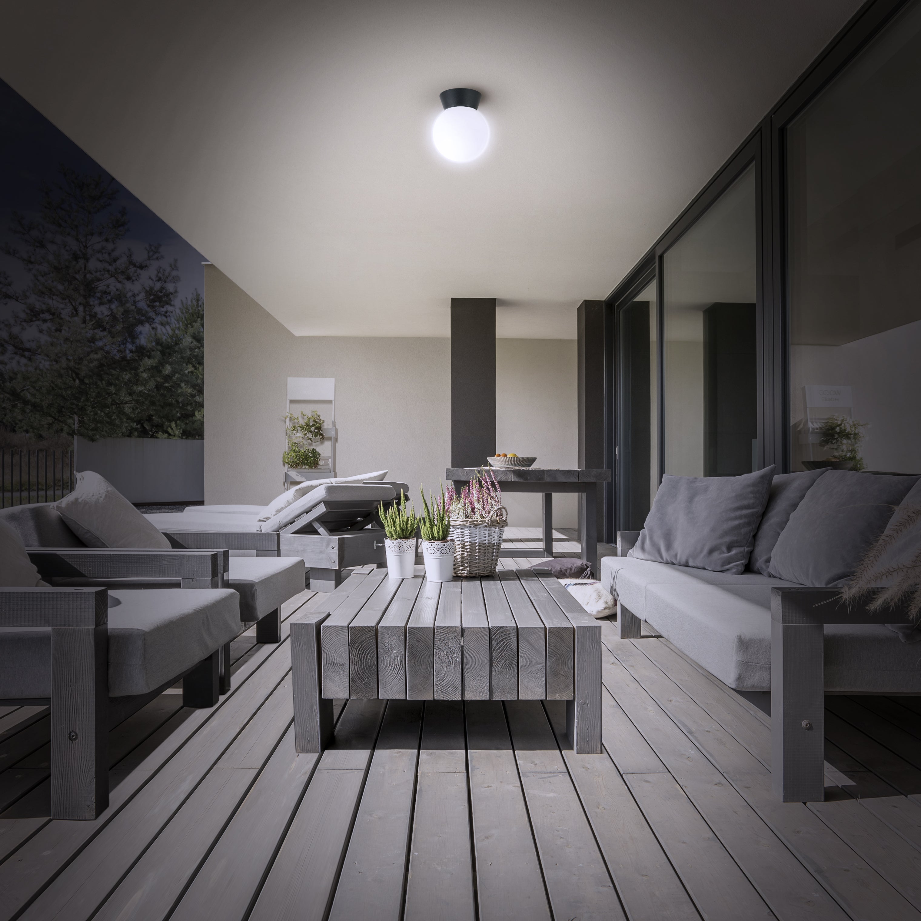 Kinkiet zewnętrzny Sologne Kula IP44 biało-czarny E27 Inspire - 3