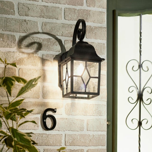 Aplique de pared exterior Torino INSPIRE de vidrio marrón y de aluminio compatible con casquillo E27 IP44