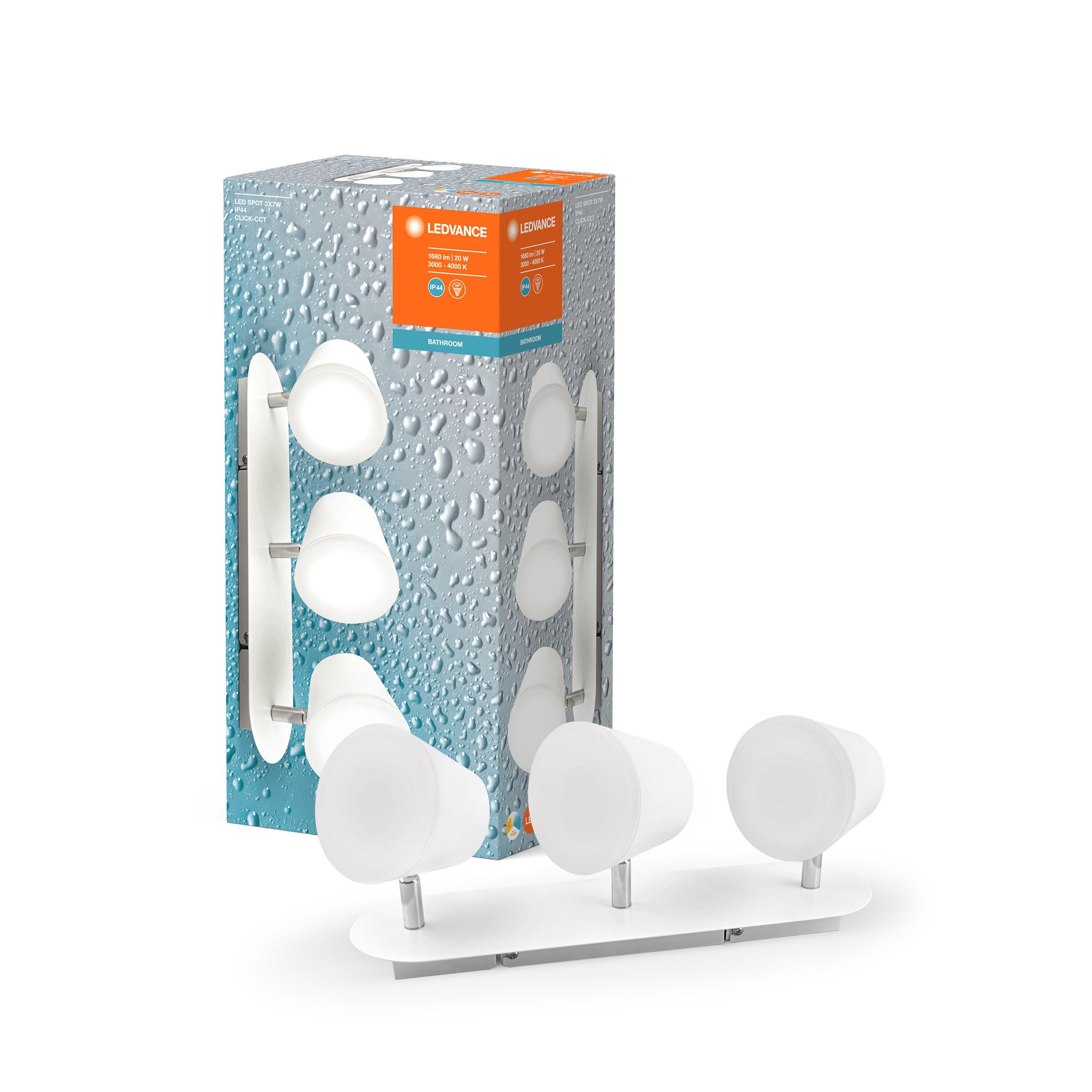 Rampe 3 spots LED salle de bain Linu, 1000 lumens blanc chaud/neutre, Ledvance - 6