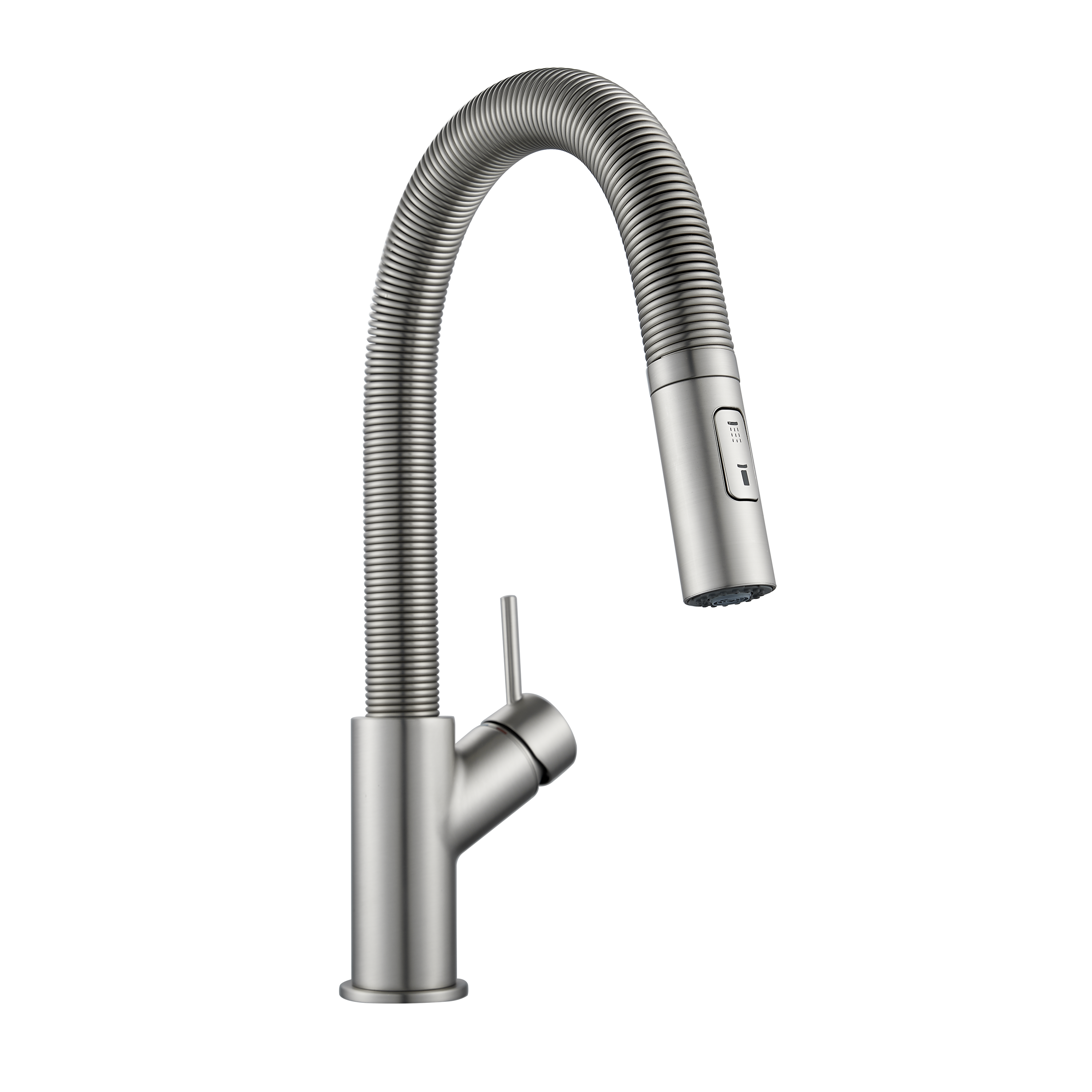 Grifo de cocina caño alto delinia michigan acero cepillado