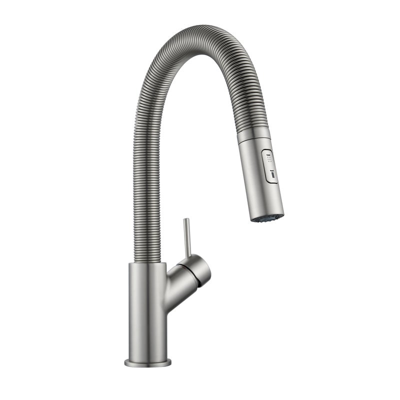 Bateria kuchenna Deli Michigan z wyciąganą wylewką nikiel szczotkowany Delinia