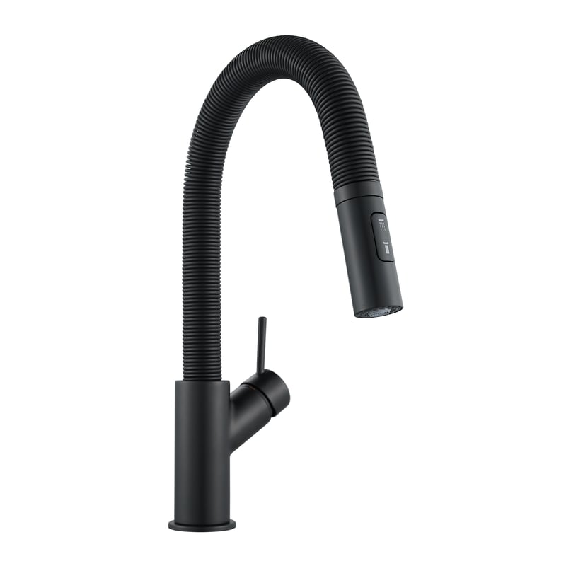 Bateria kuchenna Michigan z wyciąganą wylewką czarny mat Delinia