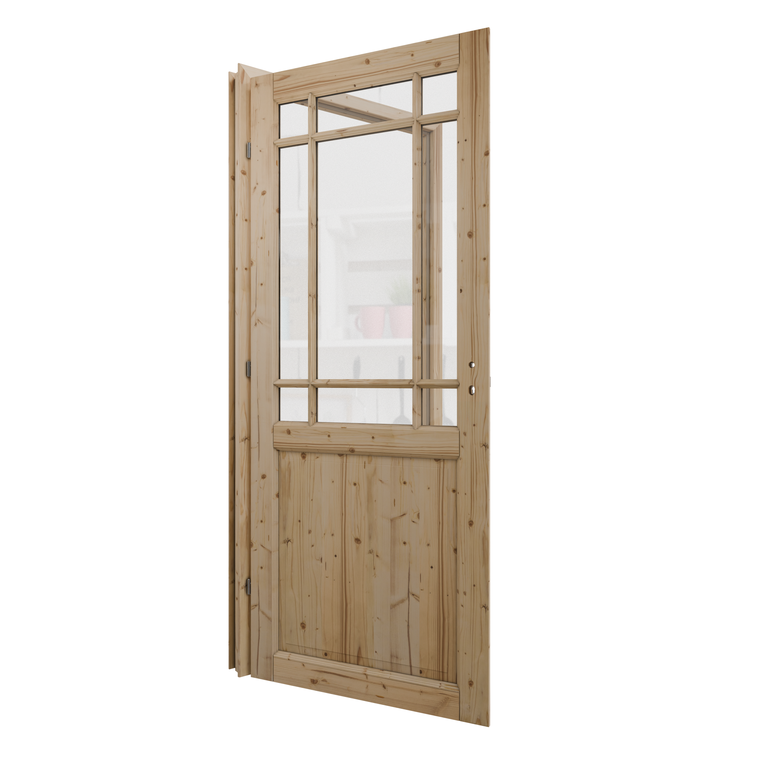 Bloc-porte fin de chantier Rosalie vitré épicéa, H.204 x l.73cm, poussant droit - 5