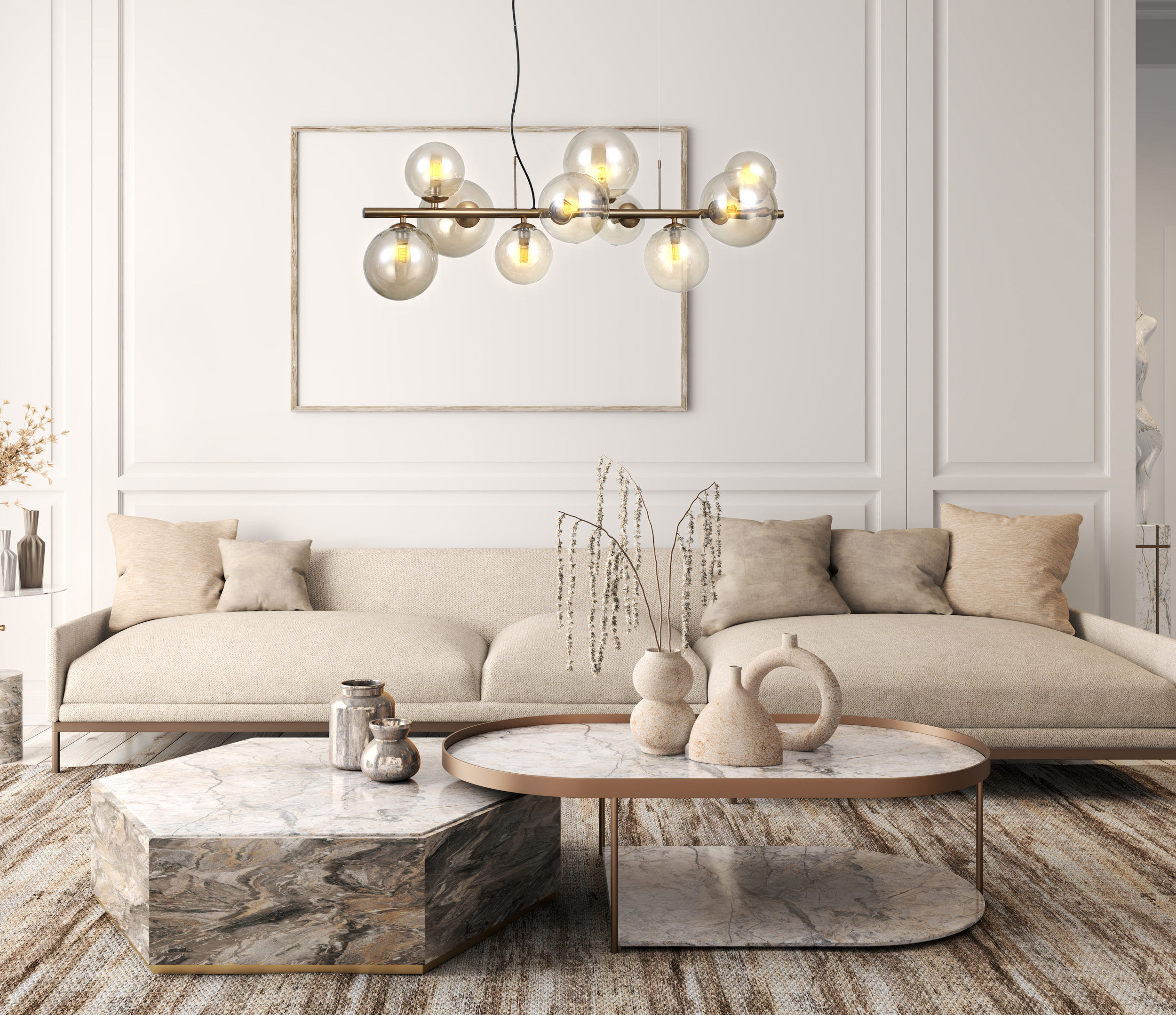 Lampa wisząca Canello złota 10 x G9 Italux - 2