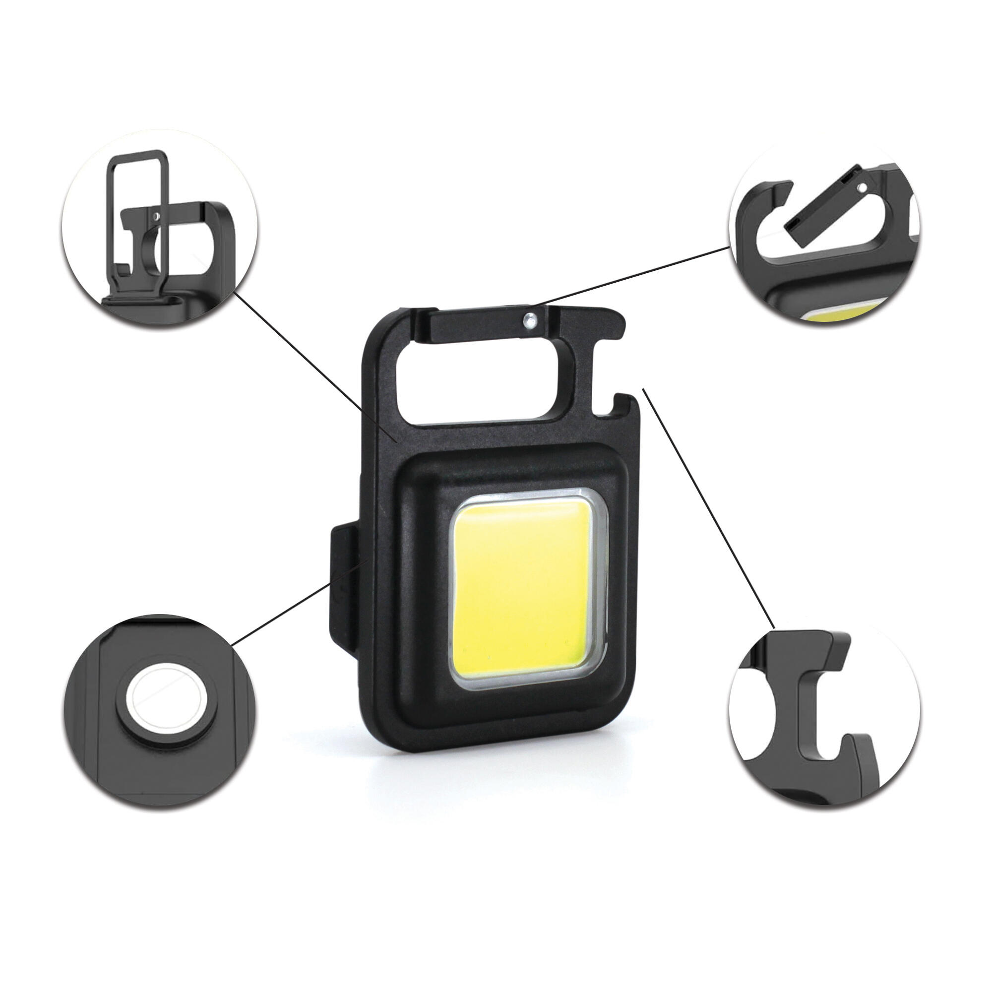 Torcia portachiavi ricaricabile con moschettone led cob 5 W 500 LM - 9