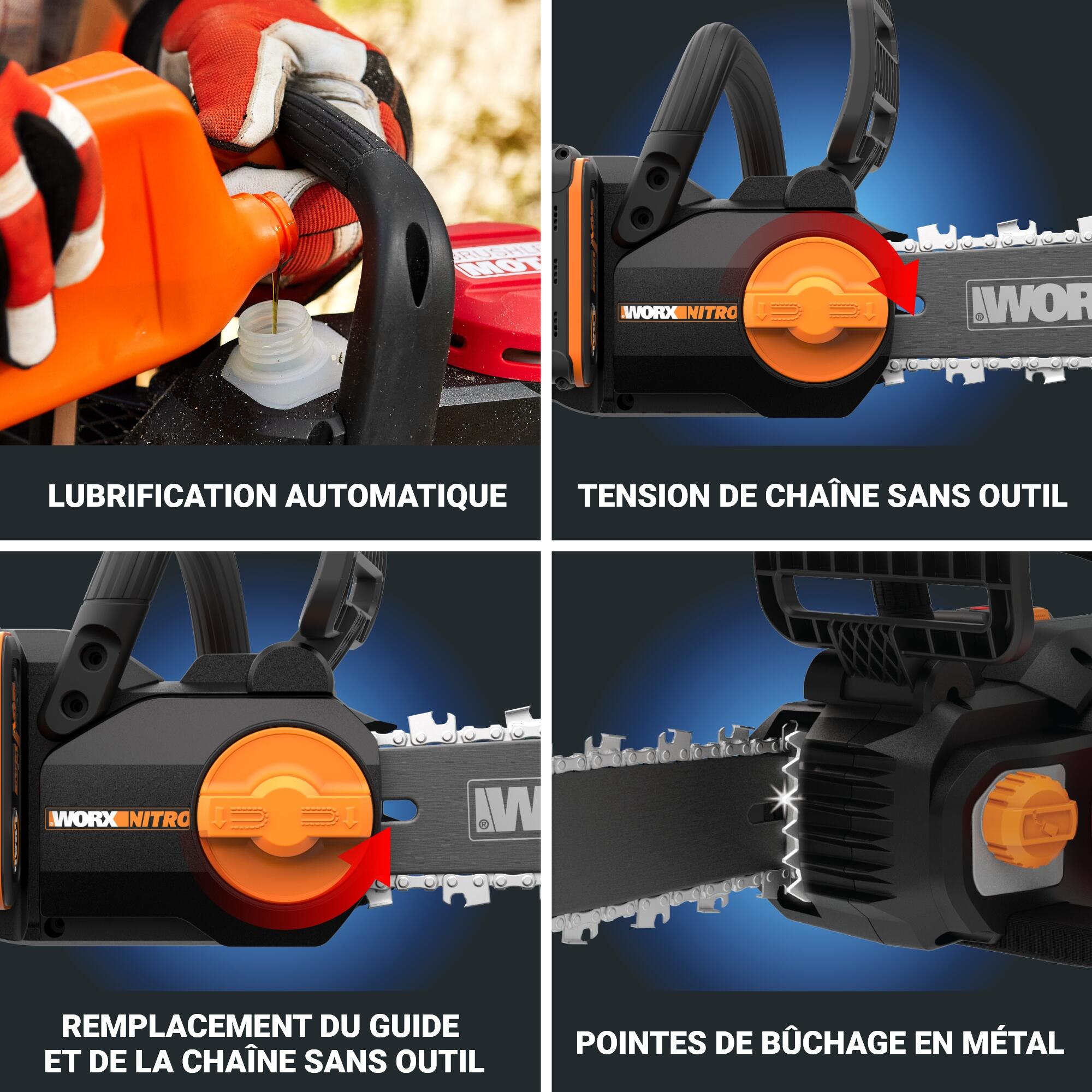 Tronçonneuse sur batterie WORX Wg350e 20 V, guide de 30 cm - 6