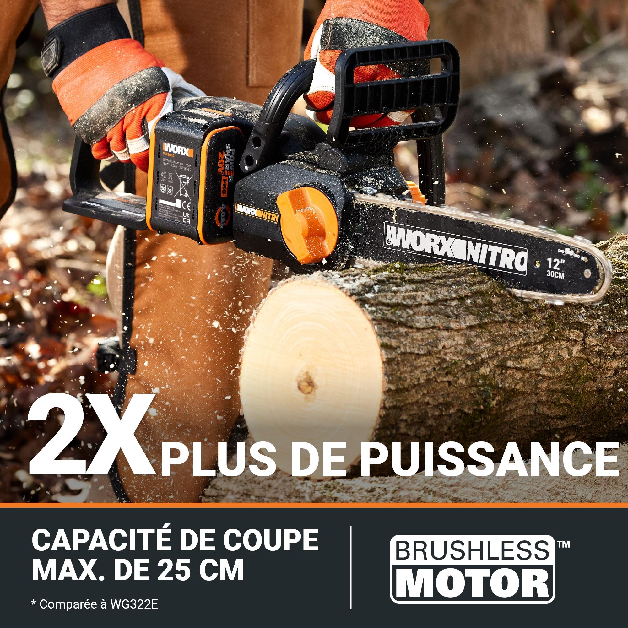 Tronçonneuse sur batterie WORX Wg350e 20 V, guide de 30 cm - 3