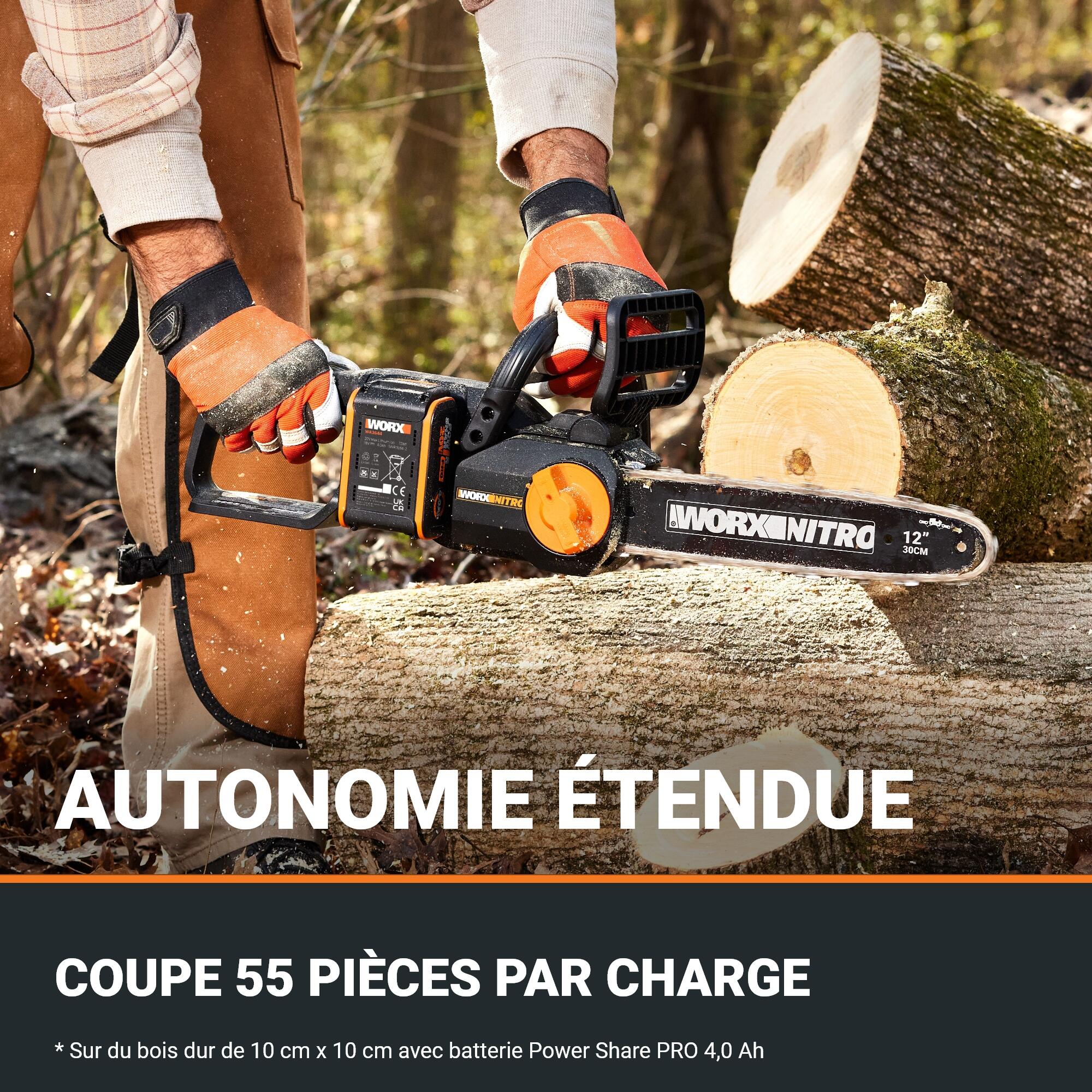 Tronçonneuse sur batterie WORX Wg350e 20 V, guide de 30 cm - 5