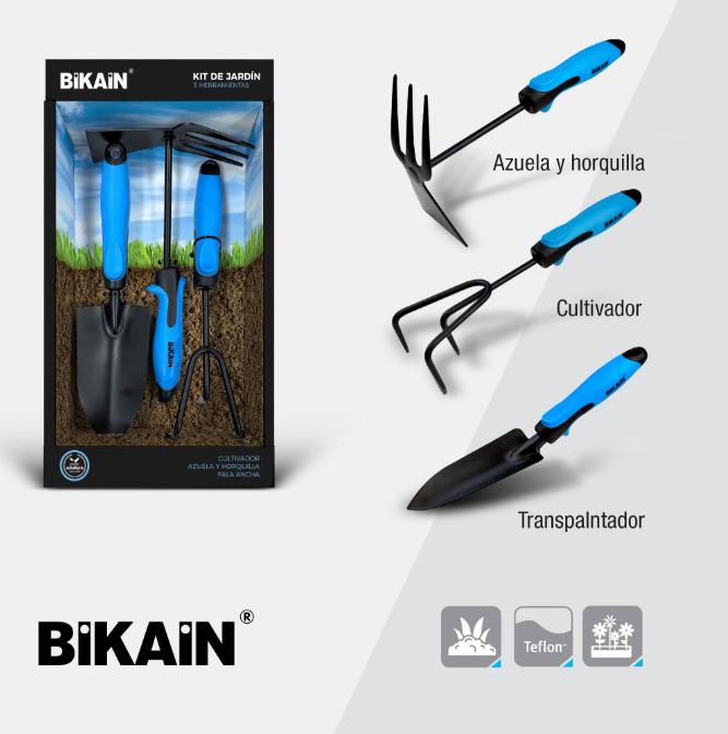 Kit de herramientas BIKAIN pala + lanza y horquilla + cultivador - 5