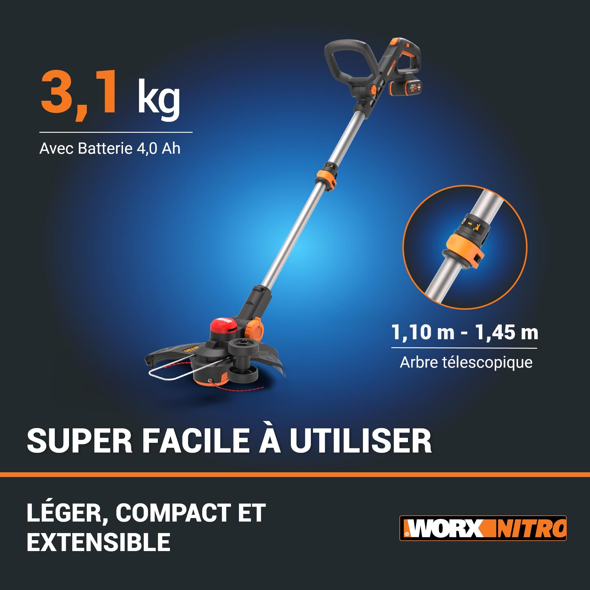 Coupe-bordures 3en1 20V 33cm WORX - WG173E (1 batterie 4Ah et chargeur) - 5