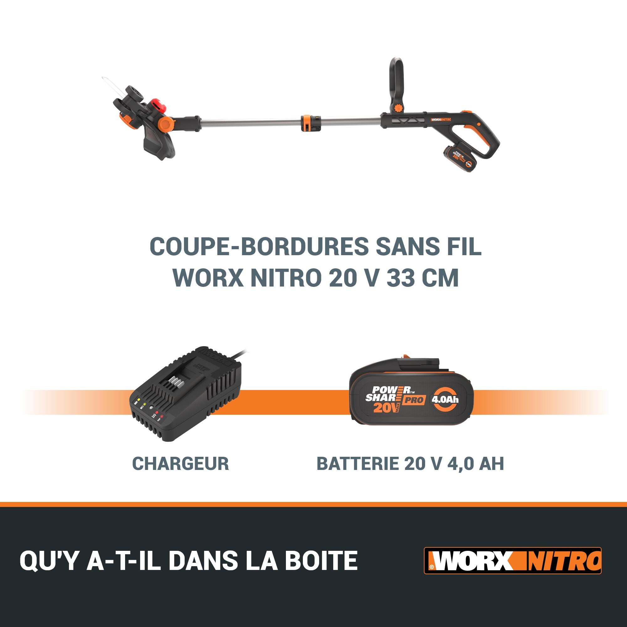 Coupe-bordures 3en1 20V 33cm WORX - WG173E (1 batterie 4Ah et chargeur) - 7