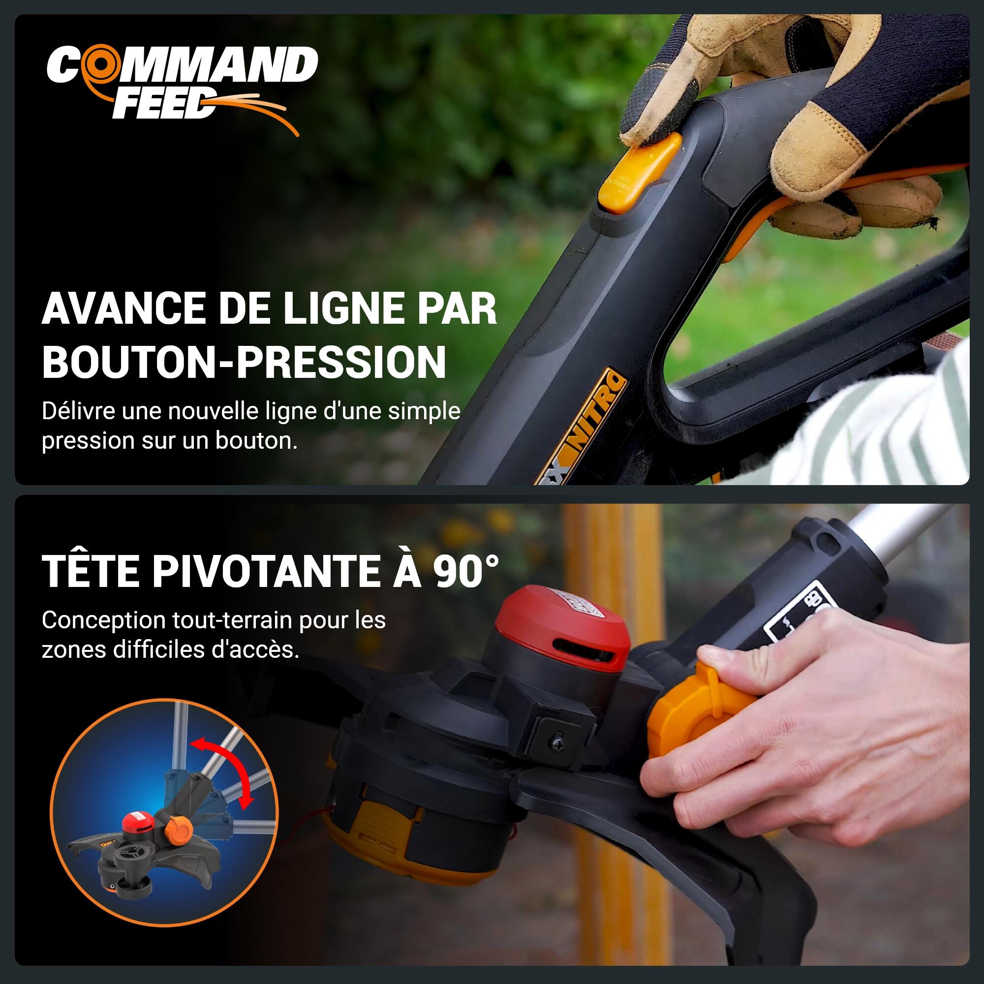 Coupe-bordures 3en1 20V 33cm WORX - WG173E (1 batterie 4Ah et chargeur) - 6