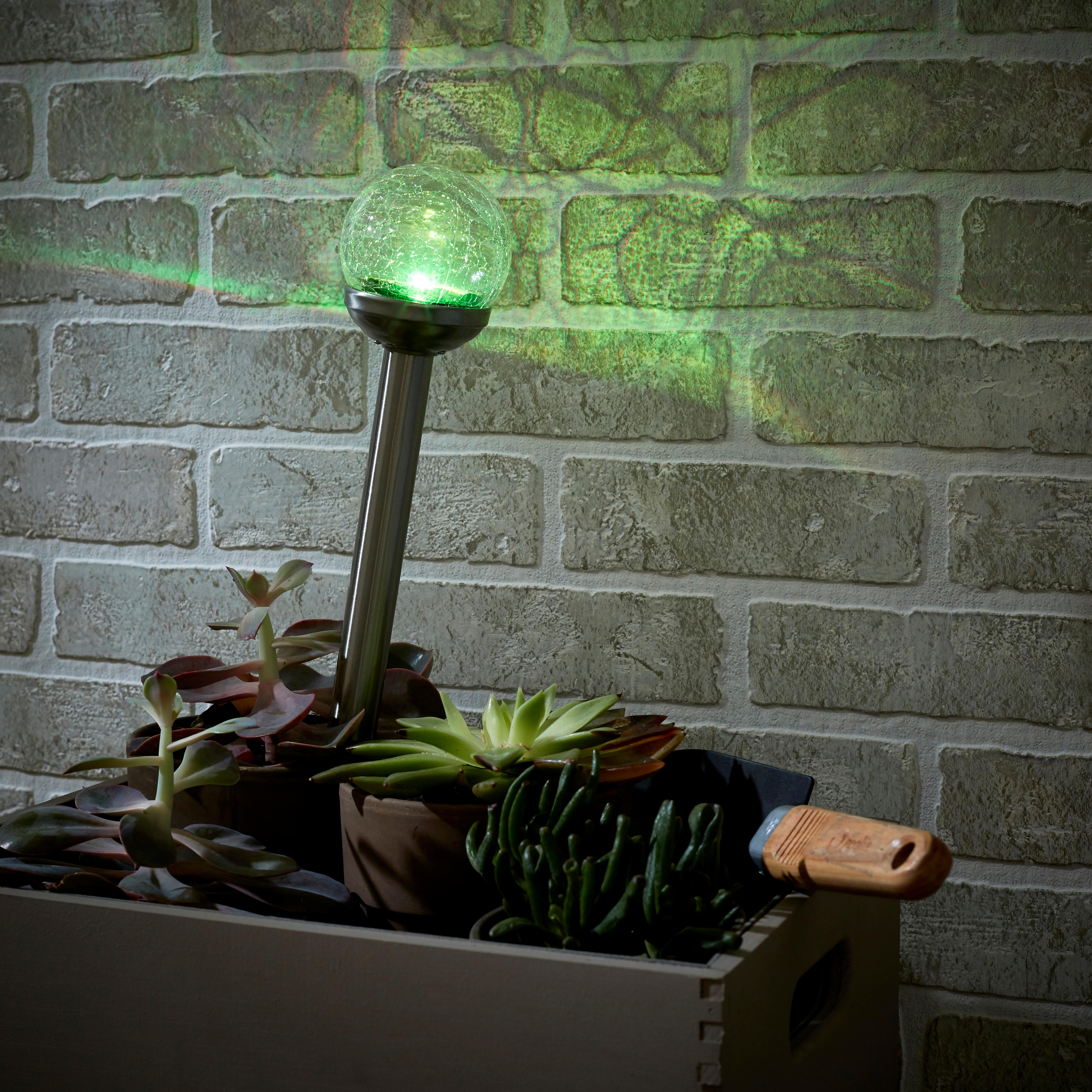 Kula solarna wbijana Ferula srebrna 8 cm RGB IP44 LED Inspire - 10