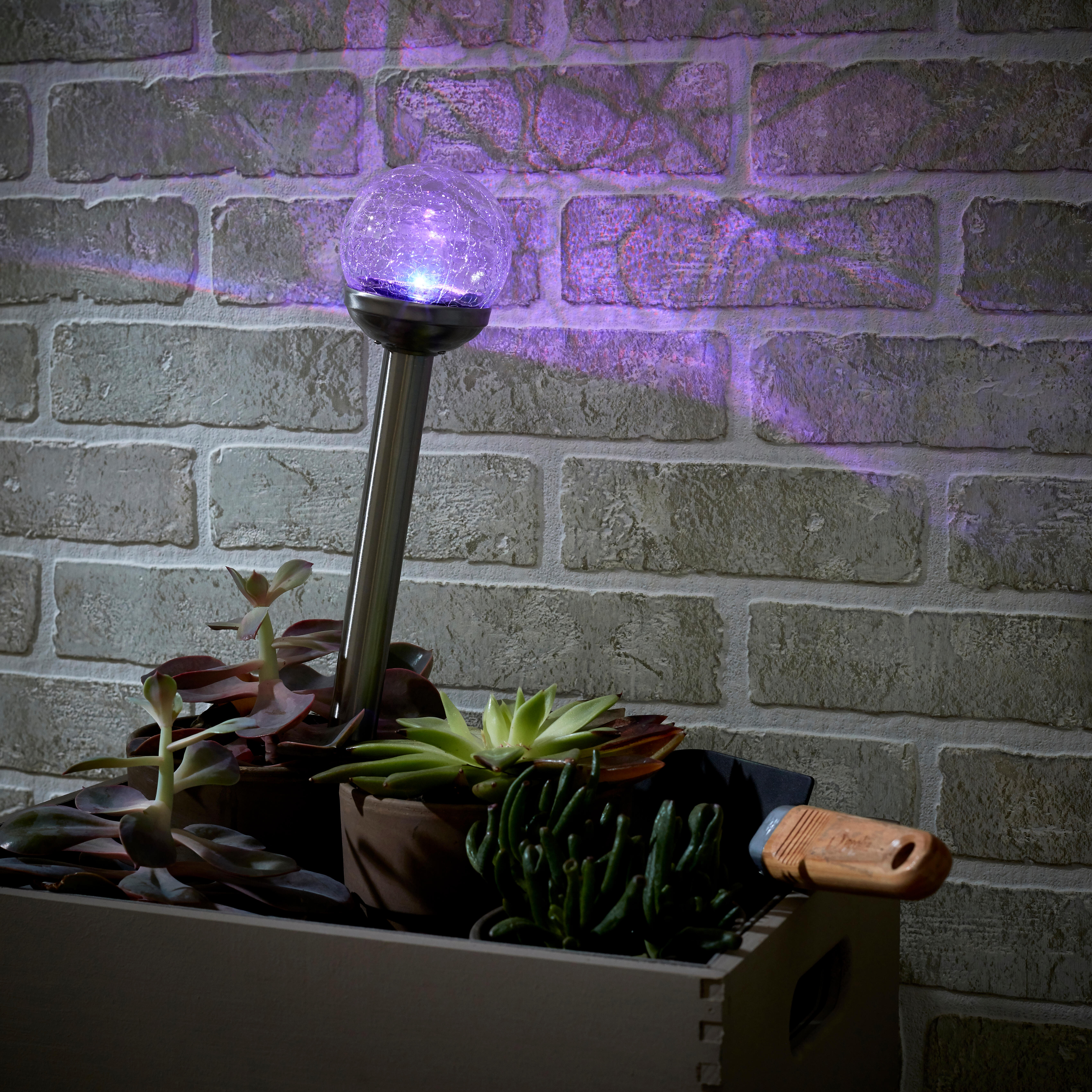 Kula solarna wbijana Ferula srebrna 8 cm RGB IP44 LED Inspire - 11