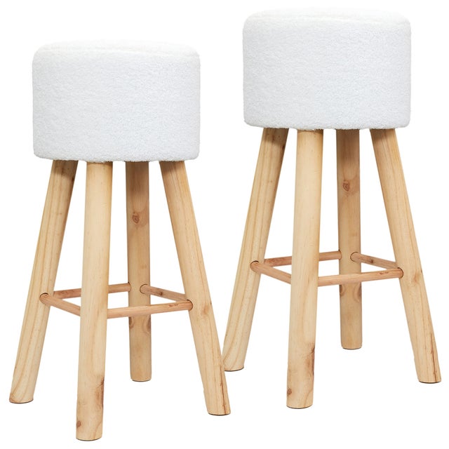 Set de 2 taburetes Freya de 30x68x30 cm en color blanco

