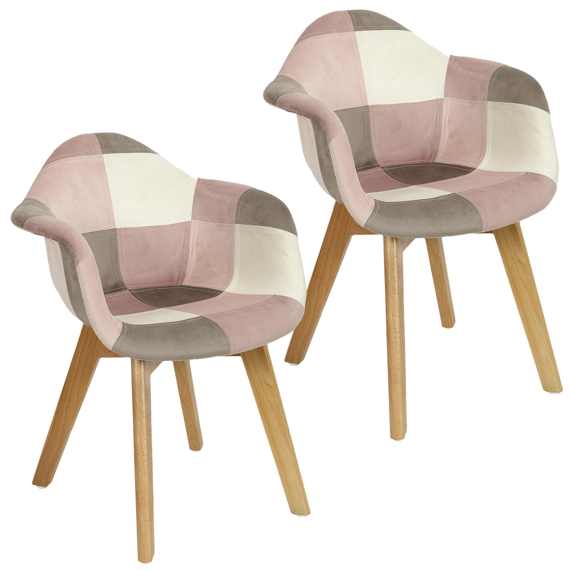 Set 2 sillas de comedor infantil patchwork color rosa