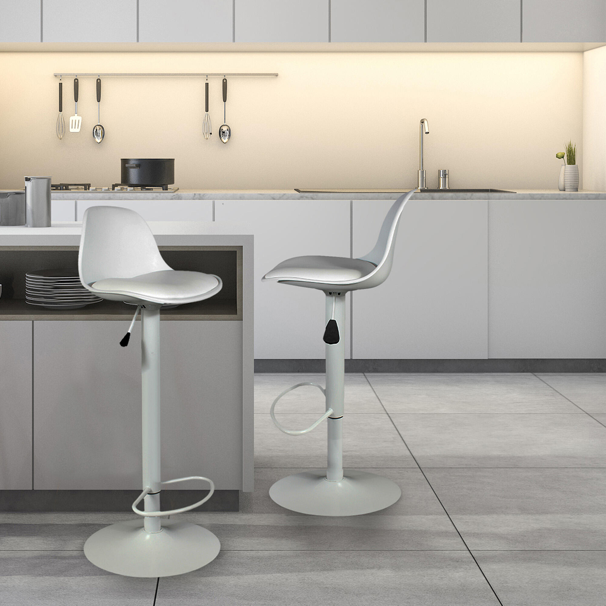 Banco de bar acolchoado 2 unidades ajustável 83 a 104 cm branco The Home Deco Factoy Isak - 5