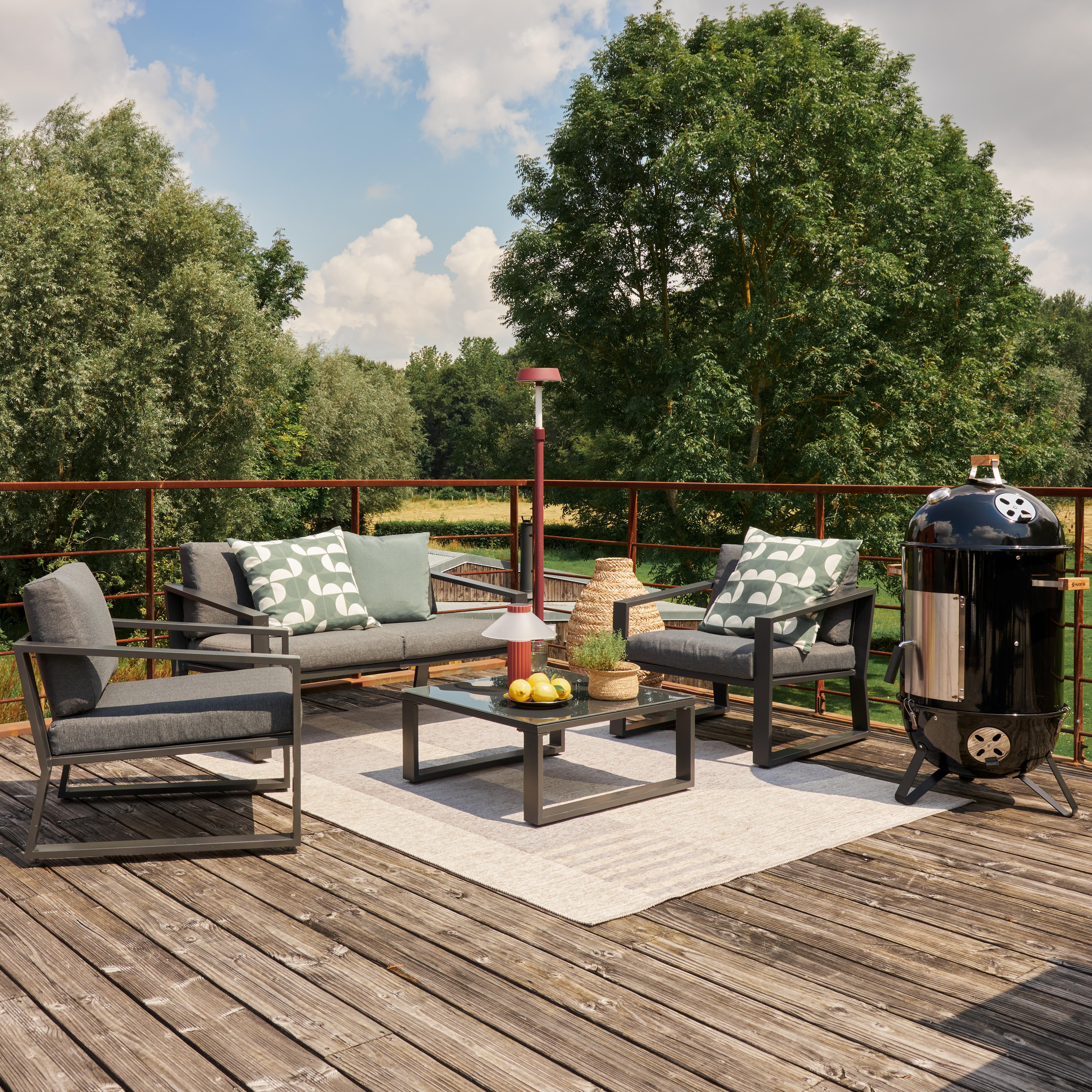 Salotto da giardino per 4 persone antracite Lyra NATERIALcon cuscini in poliestere grigio - 6