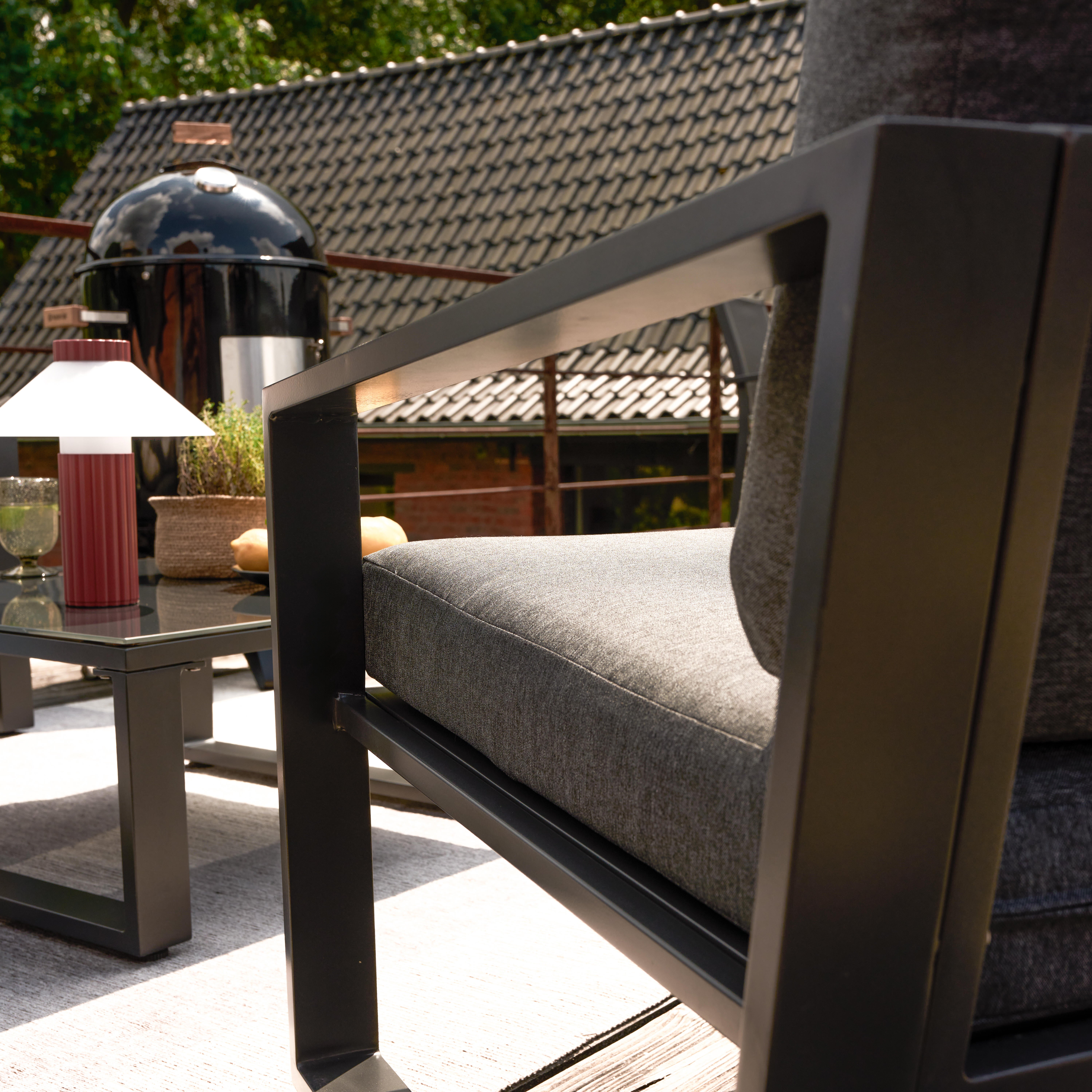 Salotto da giardino per 4 persone antracite Lyra NATERIALcon cuscini in poliestere grigio - 23